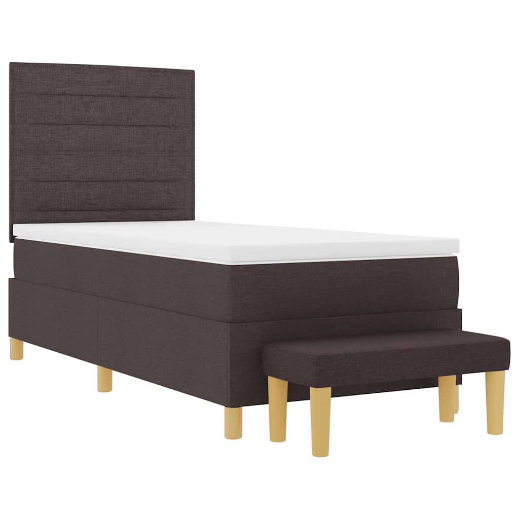Boxspring bed met hoofdeinde Donkerbruin 200 x 90 cm Stof is nu te koop bij PeponiXL, paradijselijk wonen!