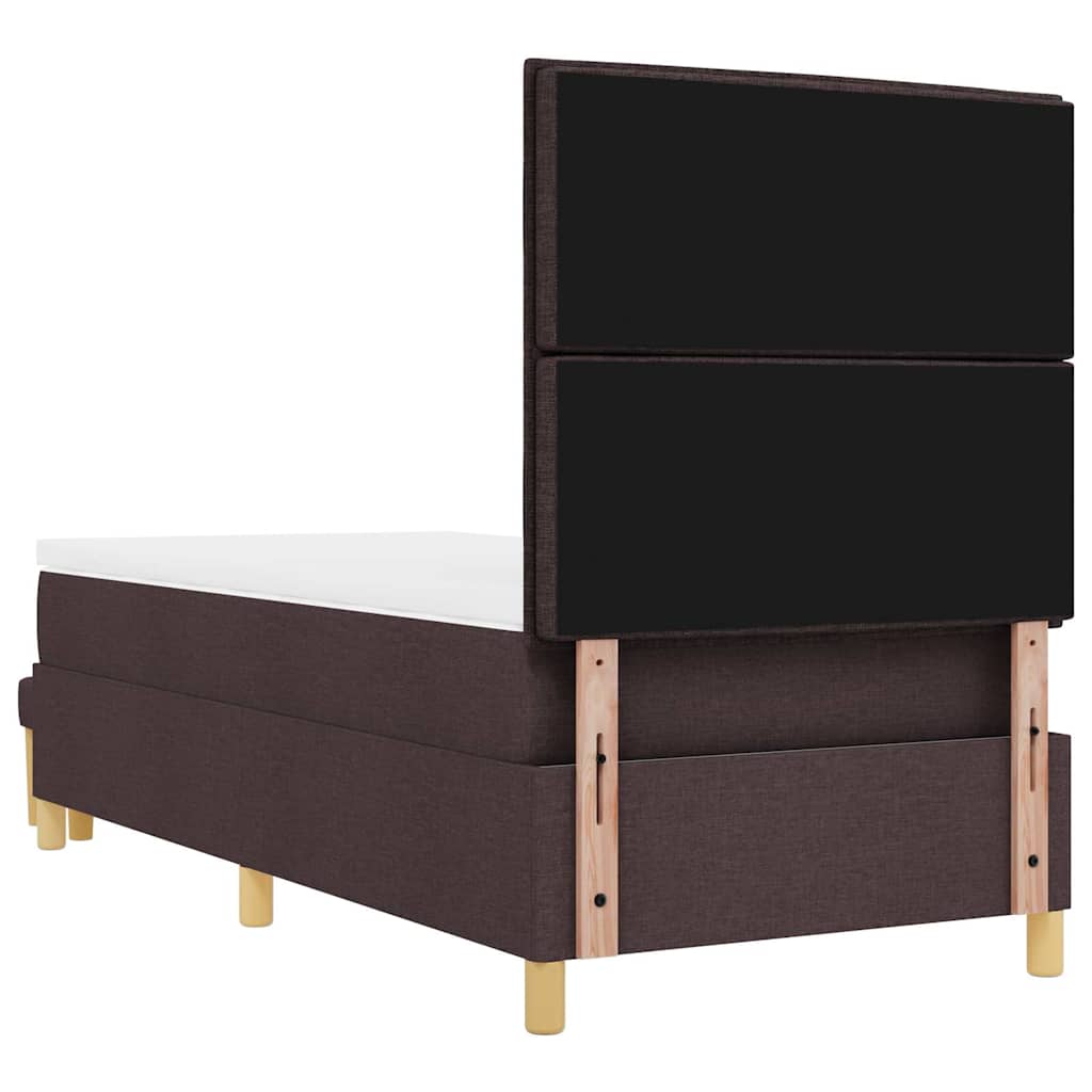 Boxspring bed met hoofdeinde Donkerbruin 200 x 90 cm Stof is nu te koop bij PeponiXL, paradijselijk wonen!