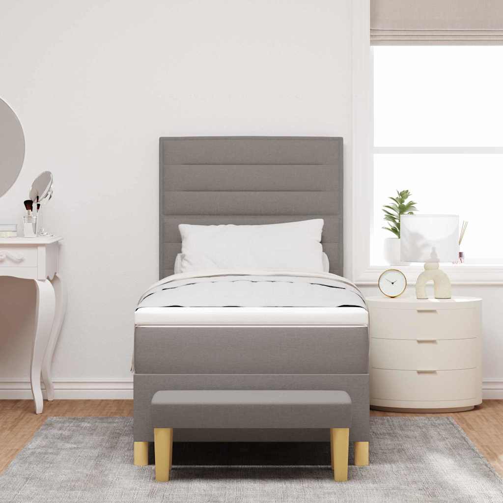 Boxspring bed met hoofdeinde Taupe 200 x 90 cm Stof is nu te koop bij PeponiXL, paradijselijk wonen!