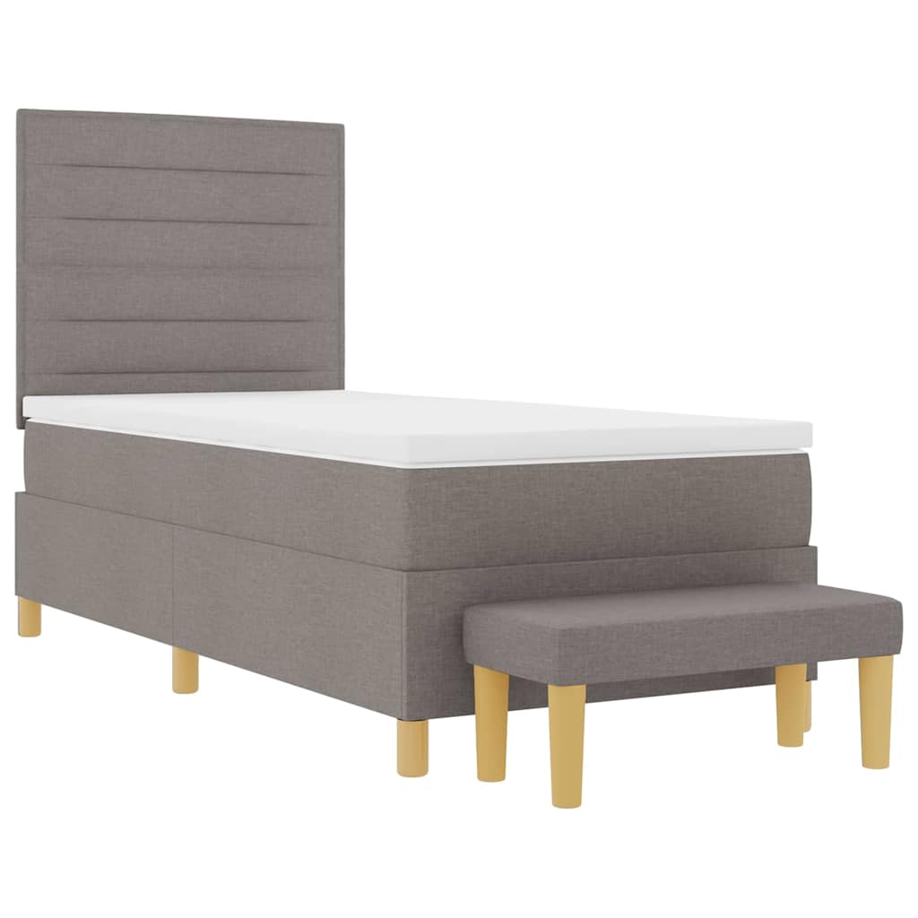 Boxspring bed met hoofdeinde Taupe 200 x 90 cm Stof is nu te koop bij PeponiXL, paradijselijk wonen!