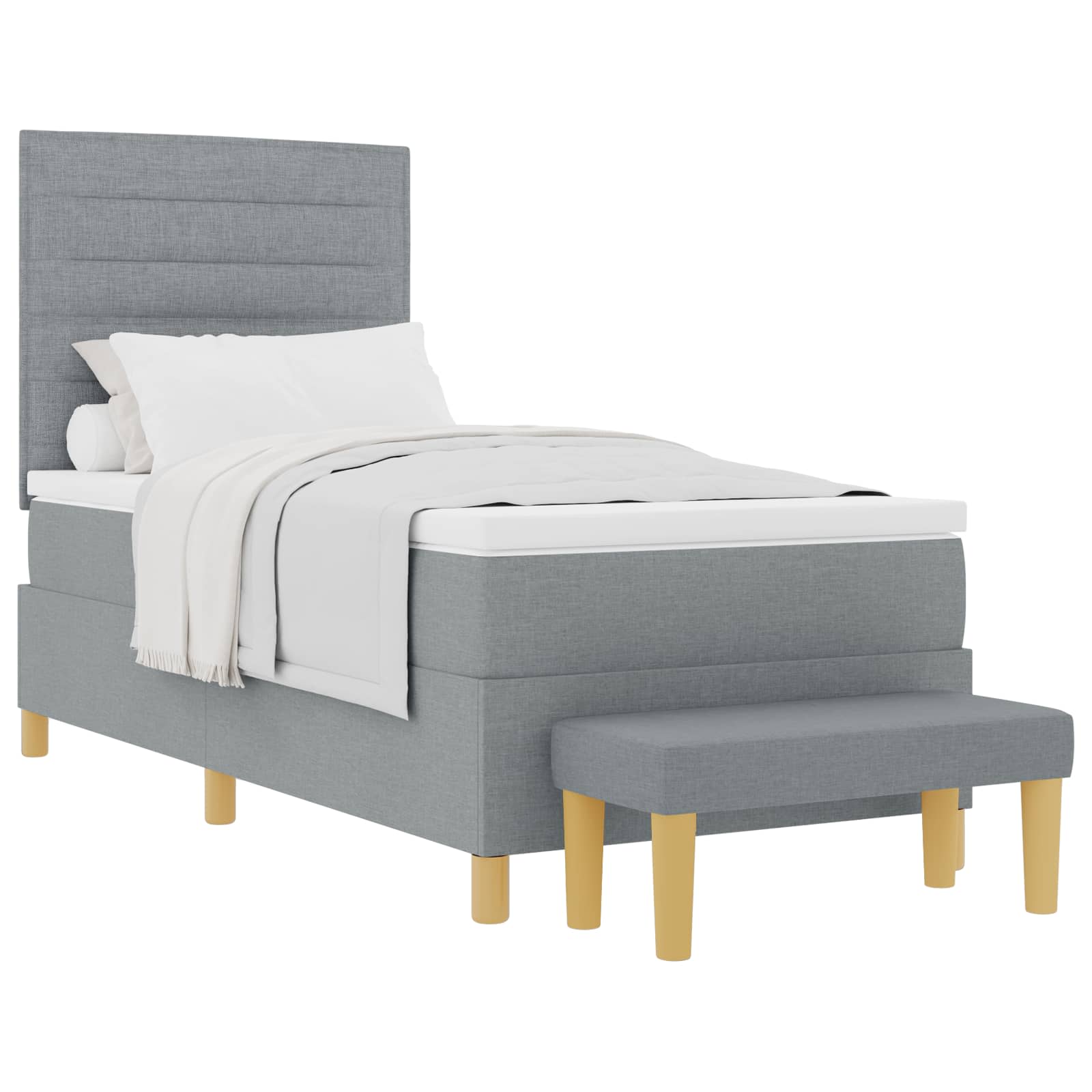 Boxspring bed met hoofdeinde Lichtgrijs 200 x 100 cm Stof is nu te koop bij PeponiXL, paradijselijk wonen!