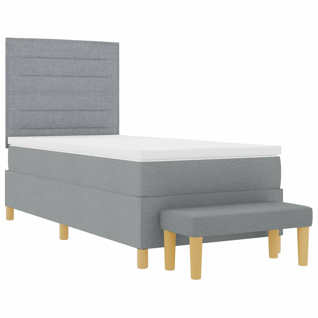 Boxspring bed met hoofdeinde Lichtgrijs 200 x 100 cm Stof is nu te koop bij PeponiXL, paradijselijk wonen!