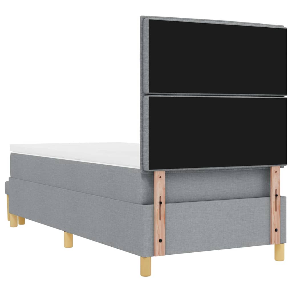 Boxspring bed met hoofdeinde Lichtgrijs 200 x 100 cm Stof is nu te koop bij PeponiXL, paradijselijk wonen!