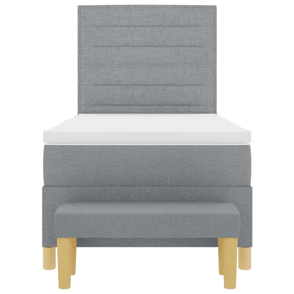 Boxspring bed met hoofdeinde Lichtgrijs 200 x 100 cm Stof is nu te koop bij PeponiXL, paradijselijk wonen!