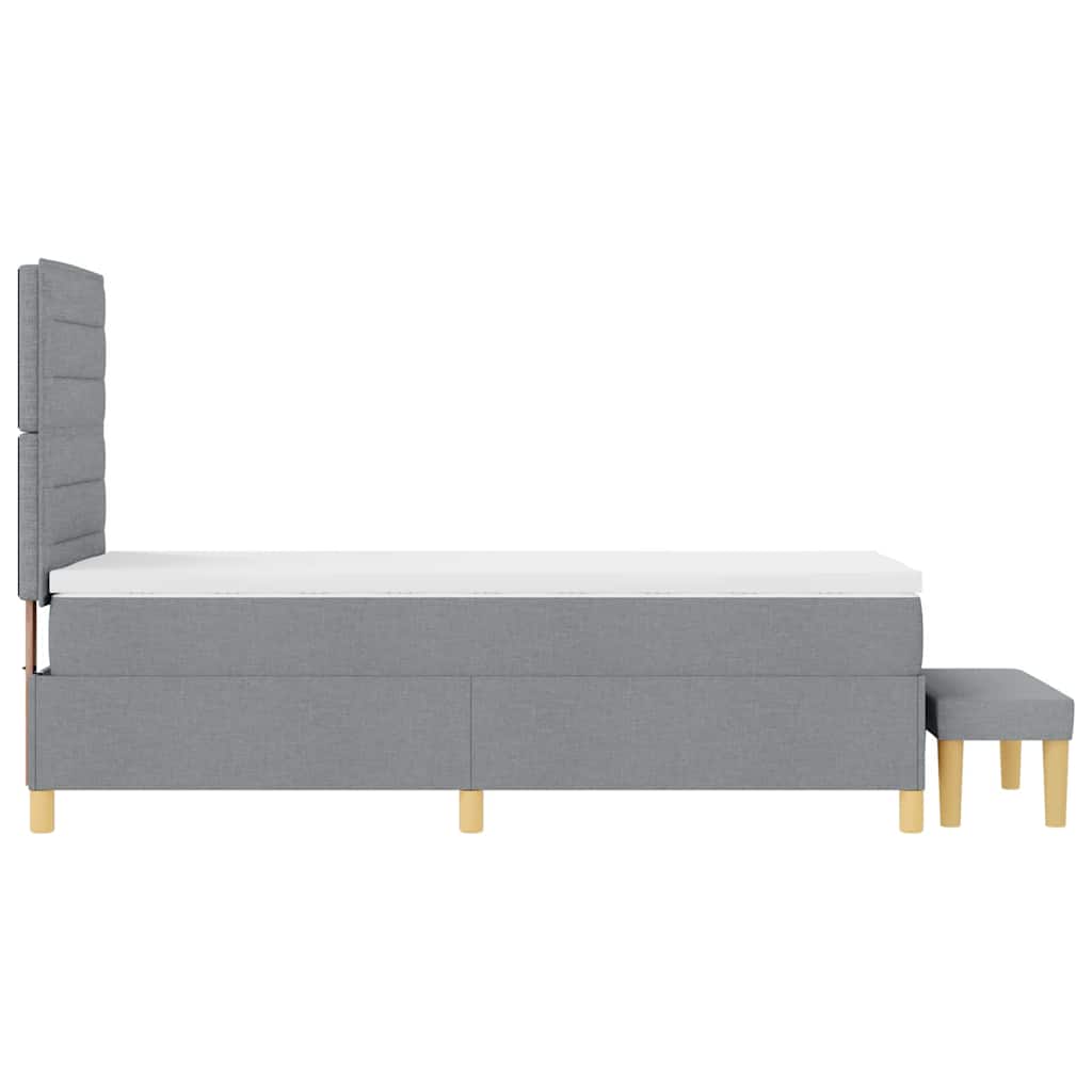 Boxspring bed met hoofdeinde Lichtgrijs 200 x 100 cm Stof is nu te koop bij PeponiXL, paradijselijk wonen!