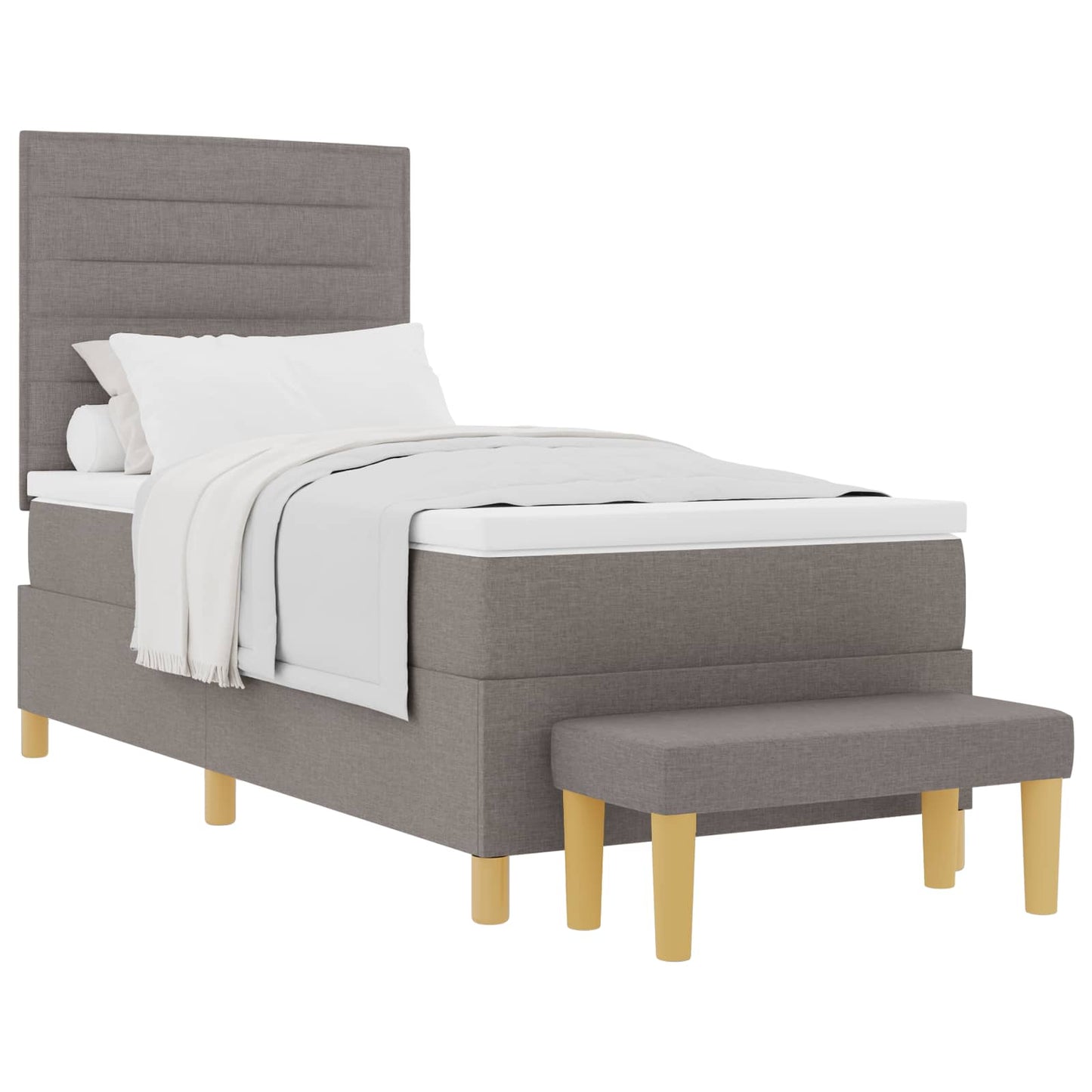 Boxspring bed met hoofdeinde Taupe 200 x 90 cm Stof is nu te koop bij PeponiXL, paradijselijk wonen!