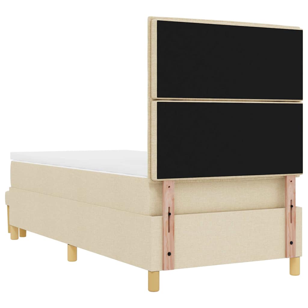 Boxspring bed met kussen met hoofdeinde Crème 200 x 90 cm Stof is nu te koop bij PeponiXL, paradijselijk wonen!