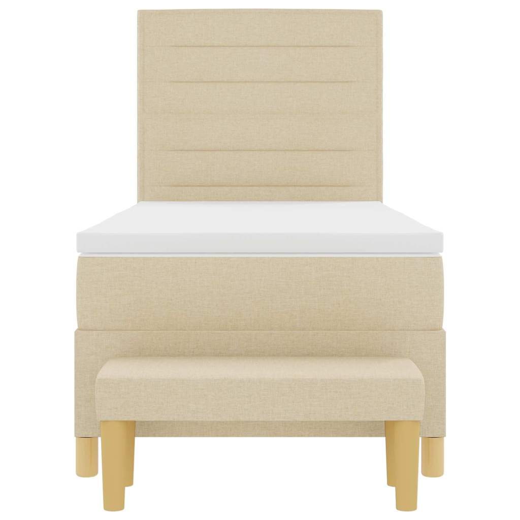 Boxspring bed met kussen met hoofdeinde Crème 200 x 90 cm Stof is nu te koop bij PeponiXL, paradijselijk wonen!