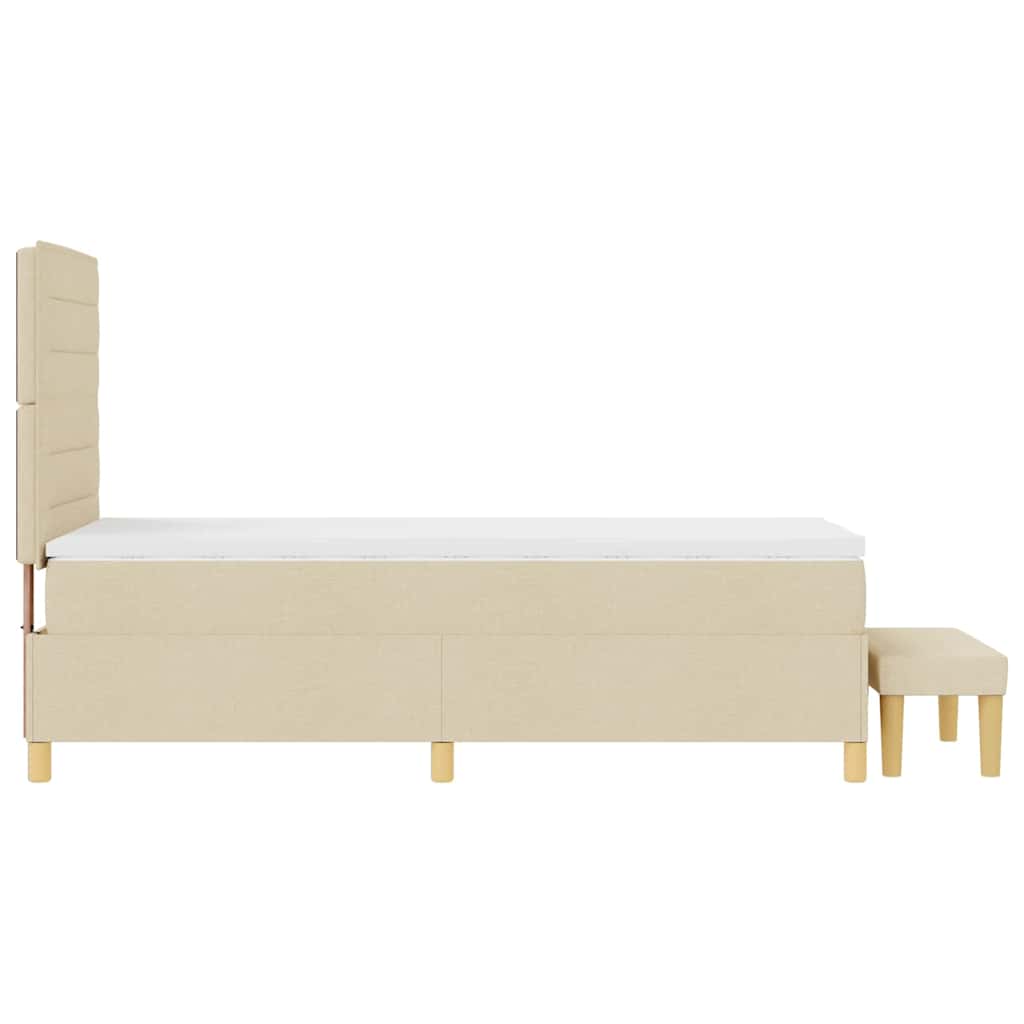 Boxspring bed met kussen met hoofdeinde Crème 200 x 90 cm Stof is nu te koop bij PeponiXL, paradijselijk wonen!