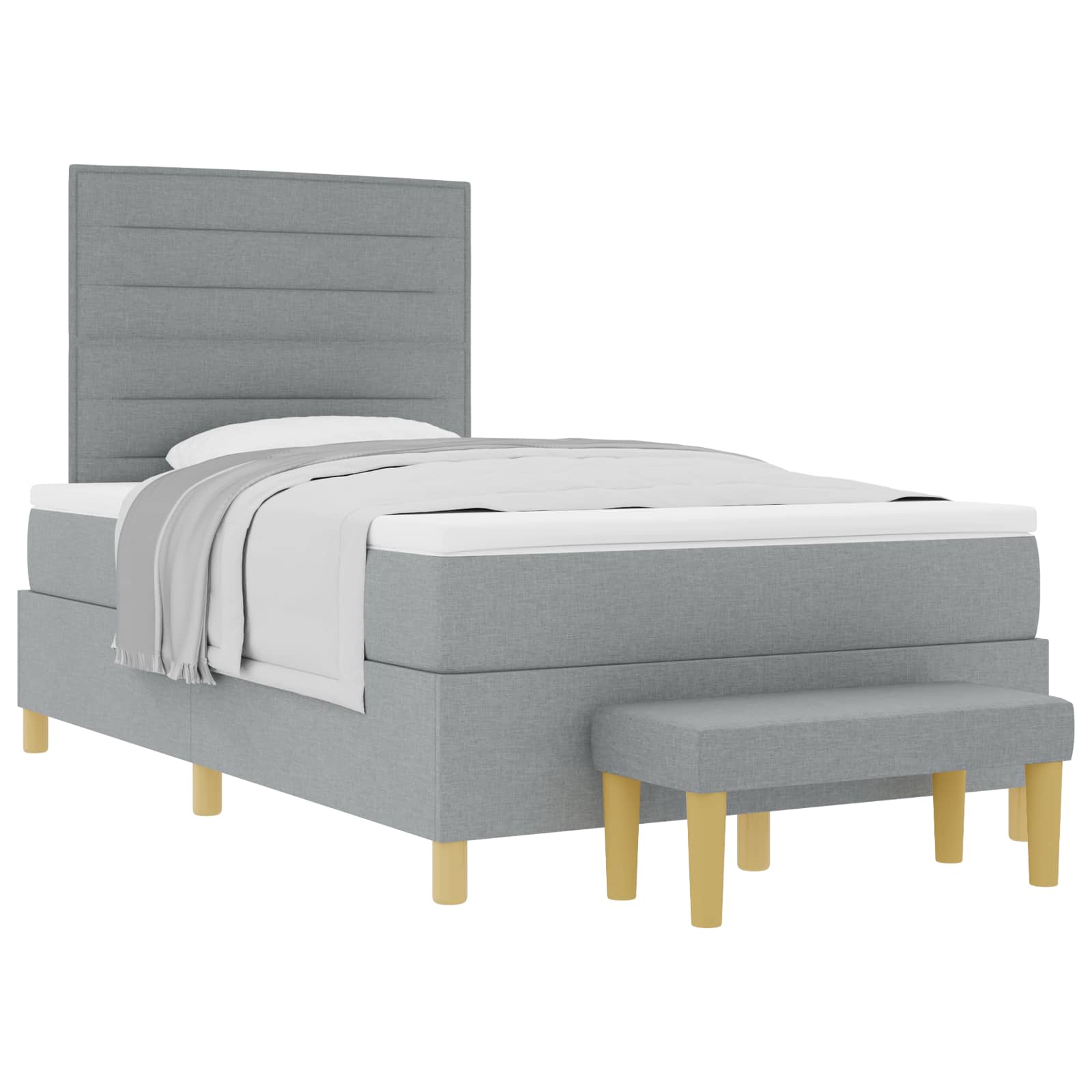 Boxspring bed met hoofdeinde Lichtgrijs 190 x 120 cm Stof is nu te koop bij PeponiXL, paradijselijk wonen!
