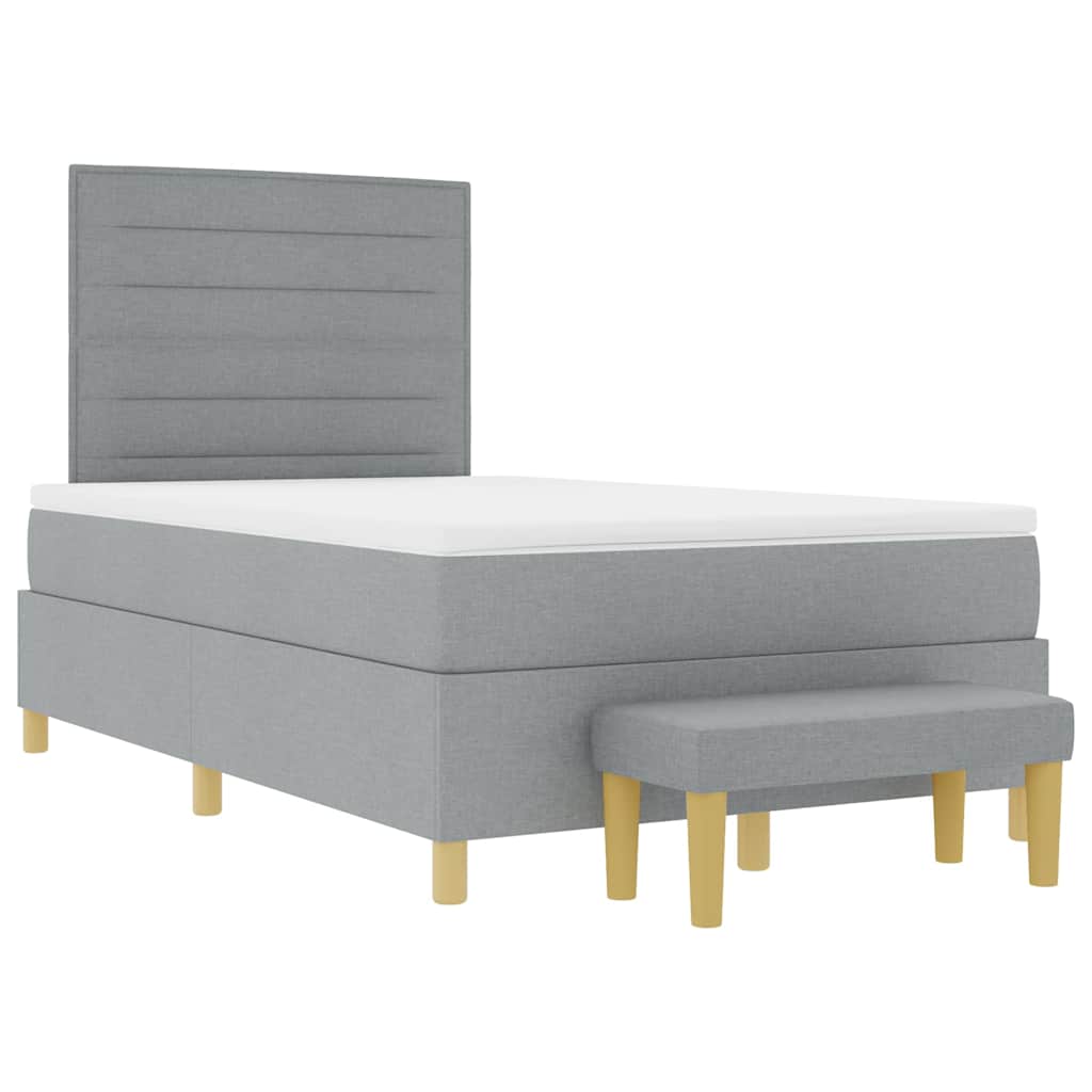 Boxspring bed met hoofdeinde Lichtgrijs 190 x 120 cm Stof is nu te koop bij PeponiXL, paradijselijk wonen!