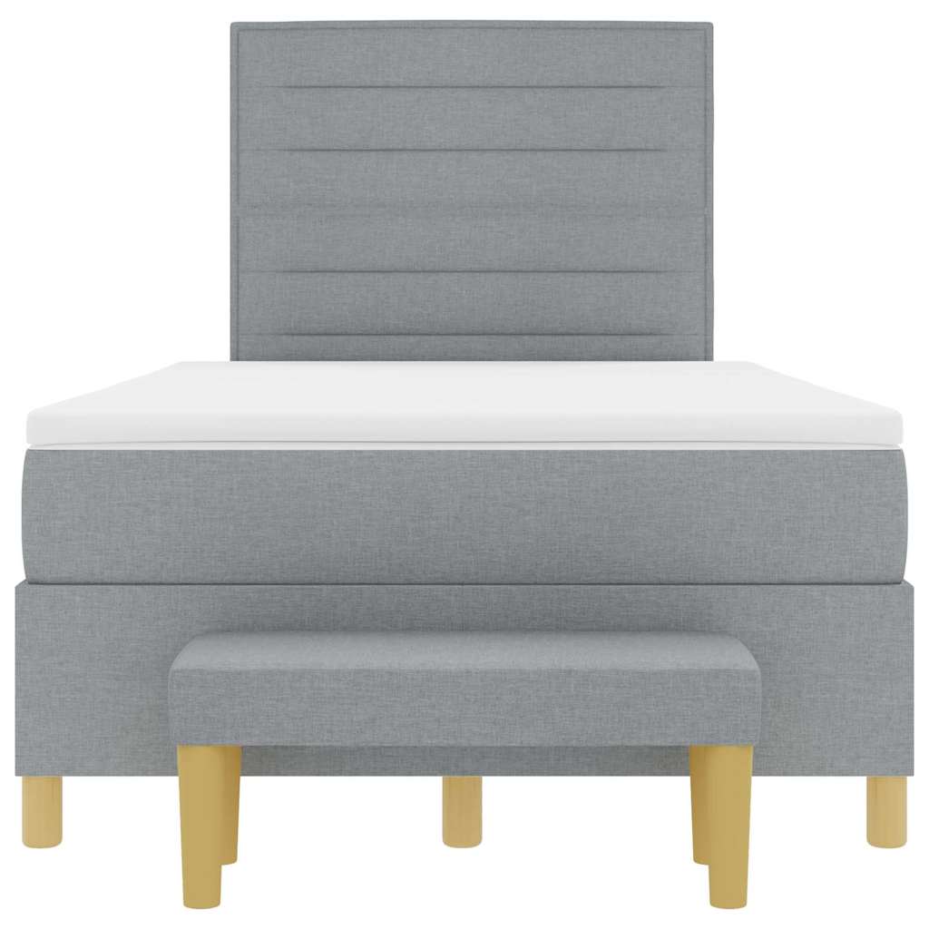 Boxspring bed met hoofdeinde Lichtgrijs 190 x 120 cm Stof is nu te koop bij PeponiXL, paradijselijk wonen!
