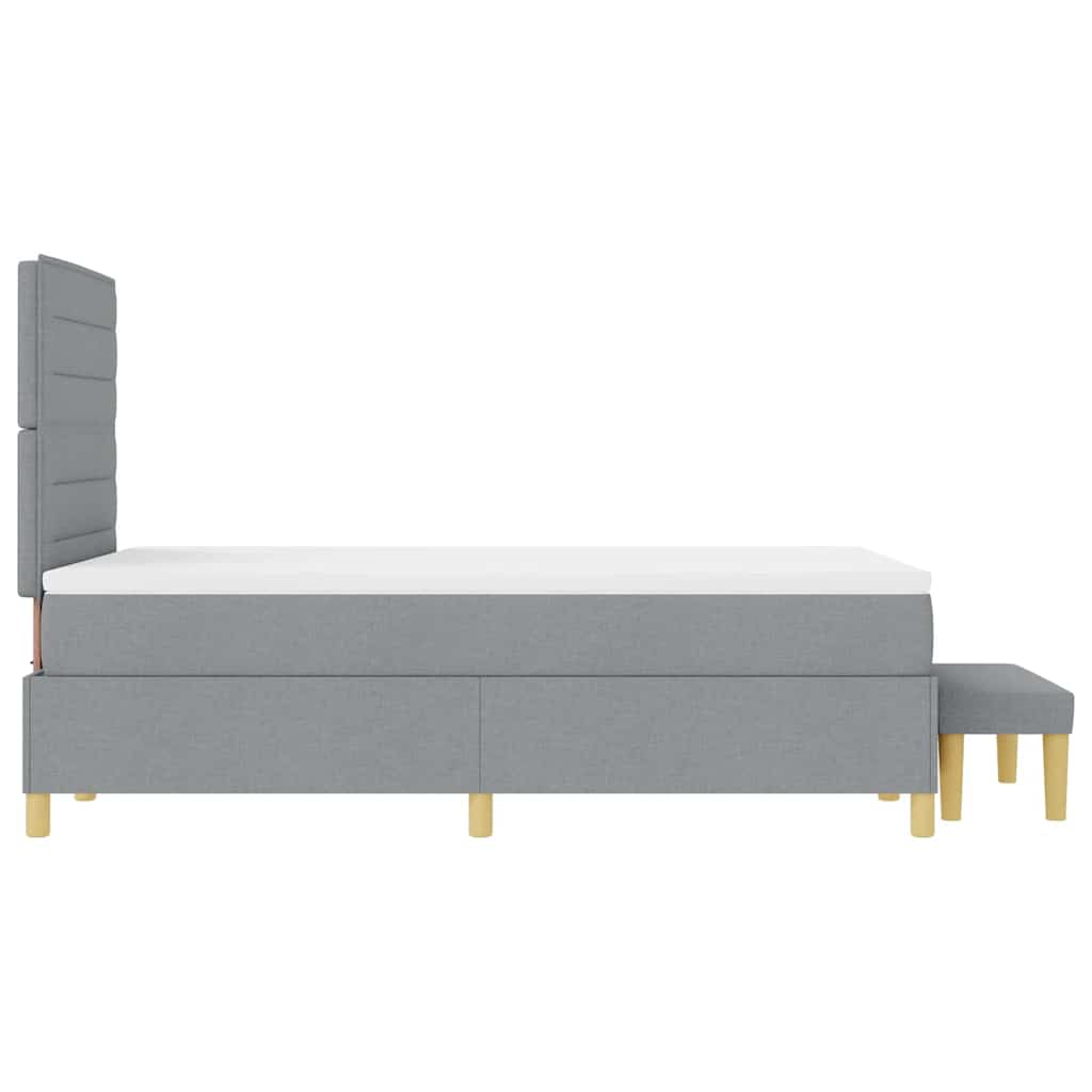 Boxspring bed met hoofdeinde Lichtgrijs 190 x 120 cm Stof is nu te koop bij PeponiXL, paradijselijk wonen!