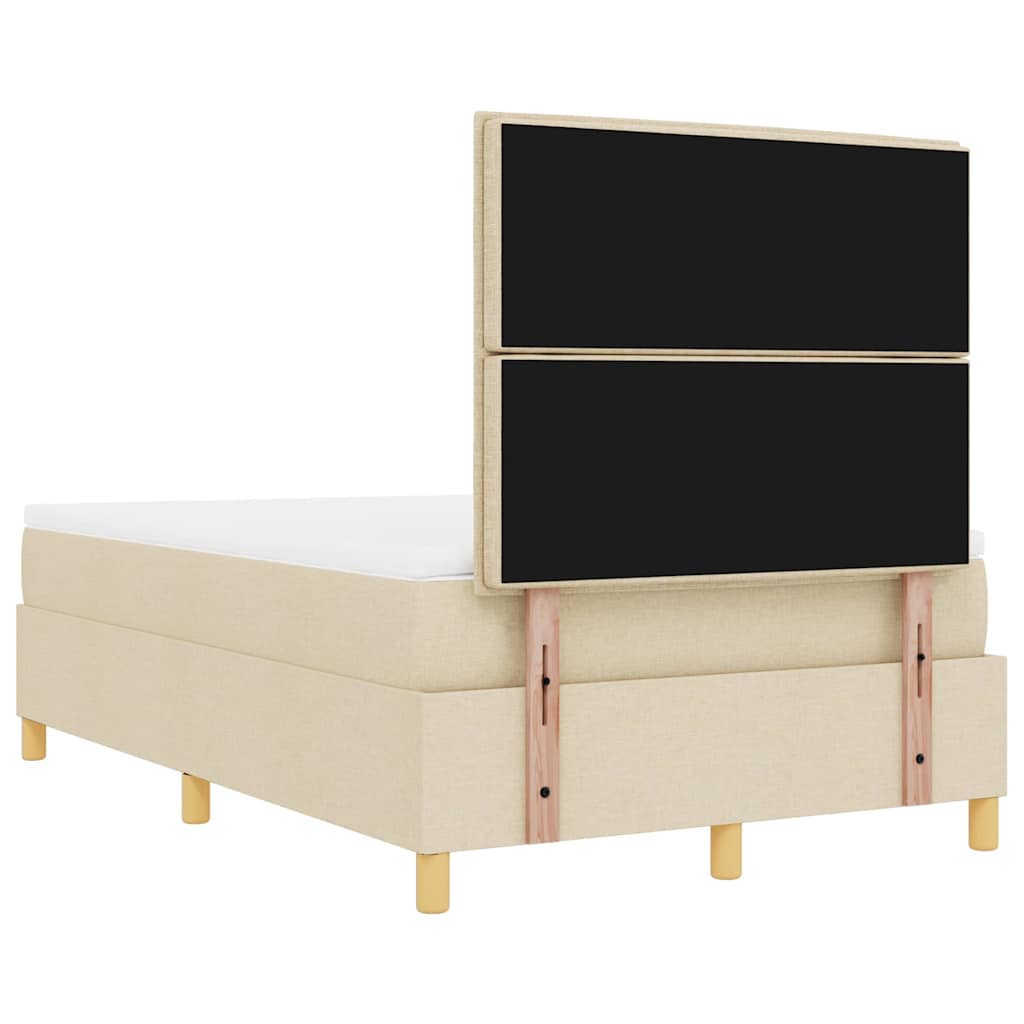 Boxspring bed met kussen met hoofdeinde Crème 190 x 120 cm Stof is nu te koop bij PeponiXL, paradijselijk wonen!