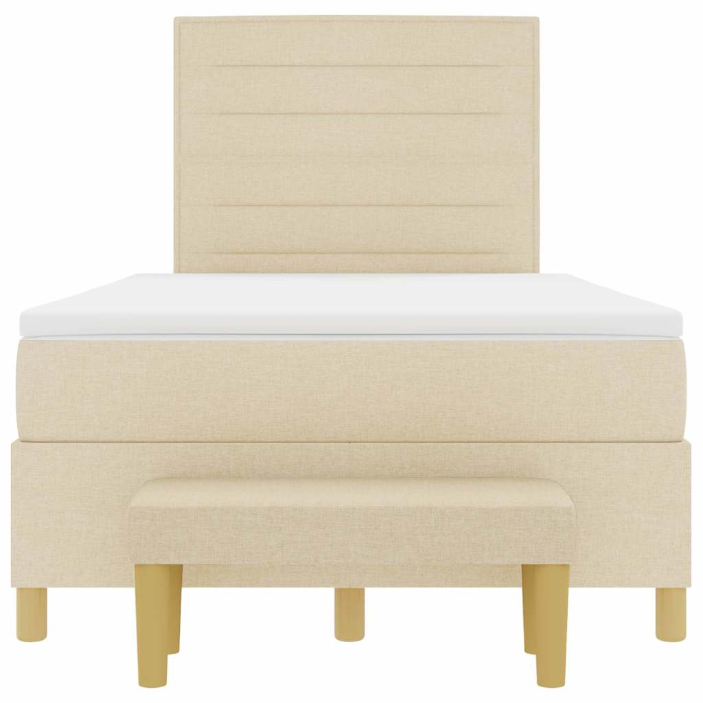 Boxspring bed met kussen met hoofdeinde Crème 190 x 120 cm Stof is nu te koop bij PeponiXL, paradijselijk wonen!