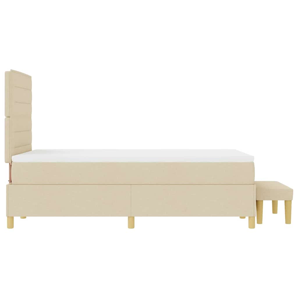 Boxspring bed met kussen met hoofdeinde Crème 190 x 120 cm Stof is nu te koop bij PeponiXL, paradijselijk wonen!