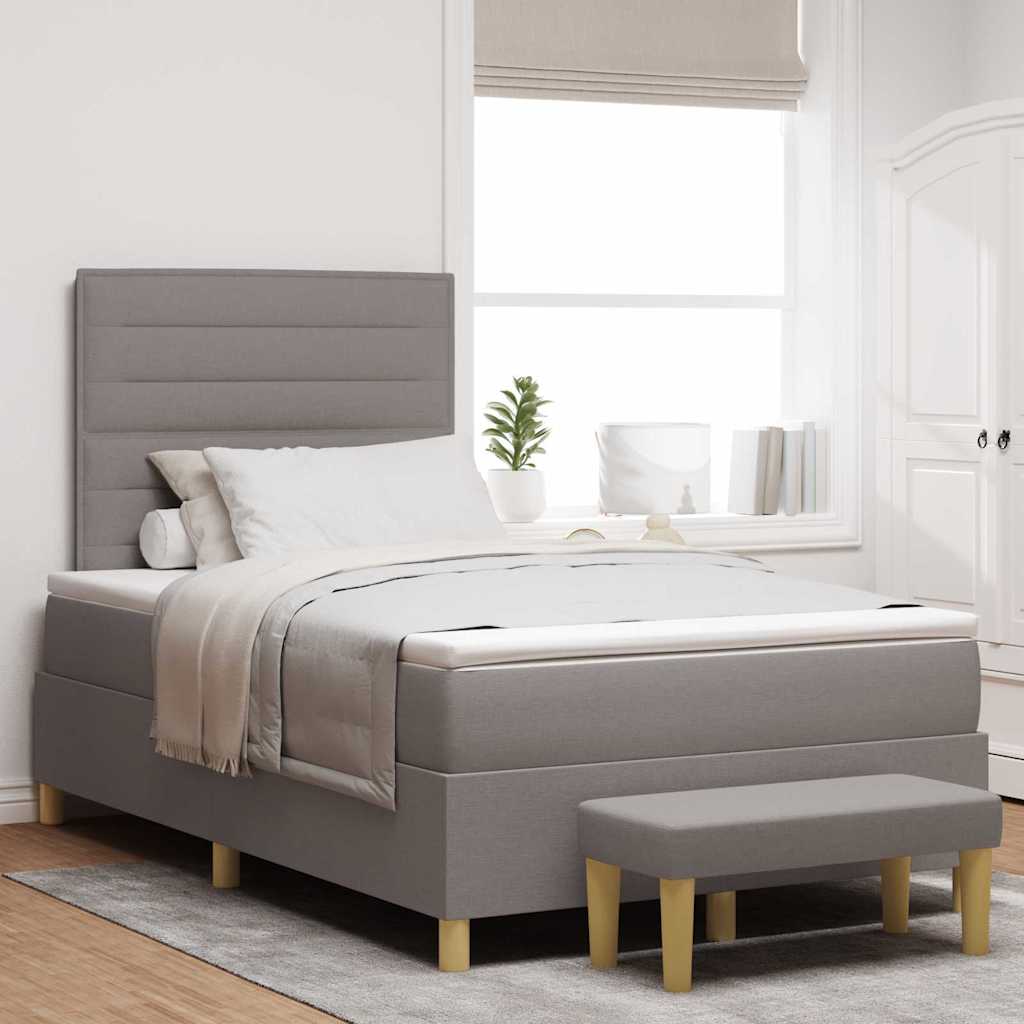 Boxspring bed met hoofdeinde Taupe 200 x 120 cm Stof is nu te koop bij PeponiXL, paradijselijk wonen!