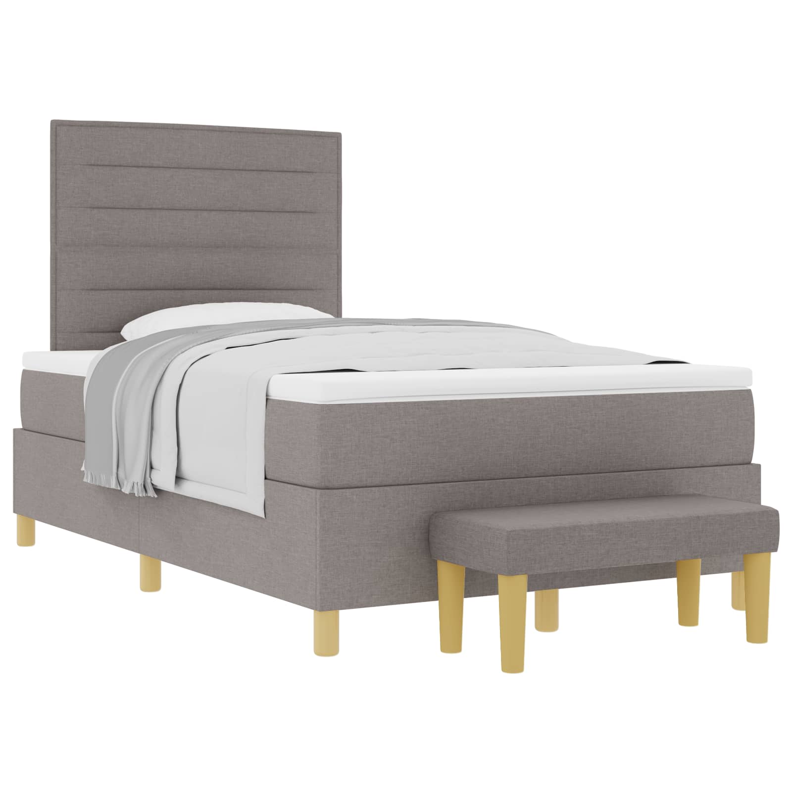 Boxspring bed met hoofdeinde Taupe 200 x 120 cm Stof is nu te koop bij PeponiXL, paradijselijk wonen!