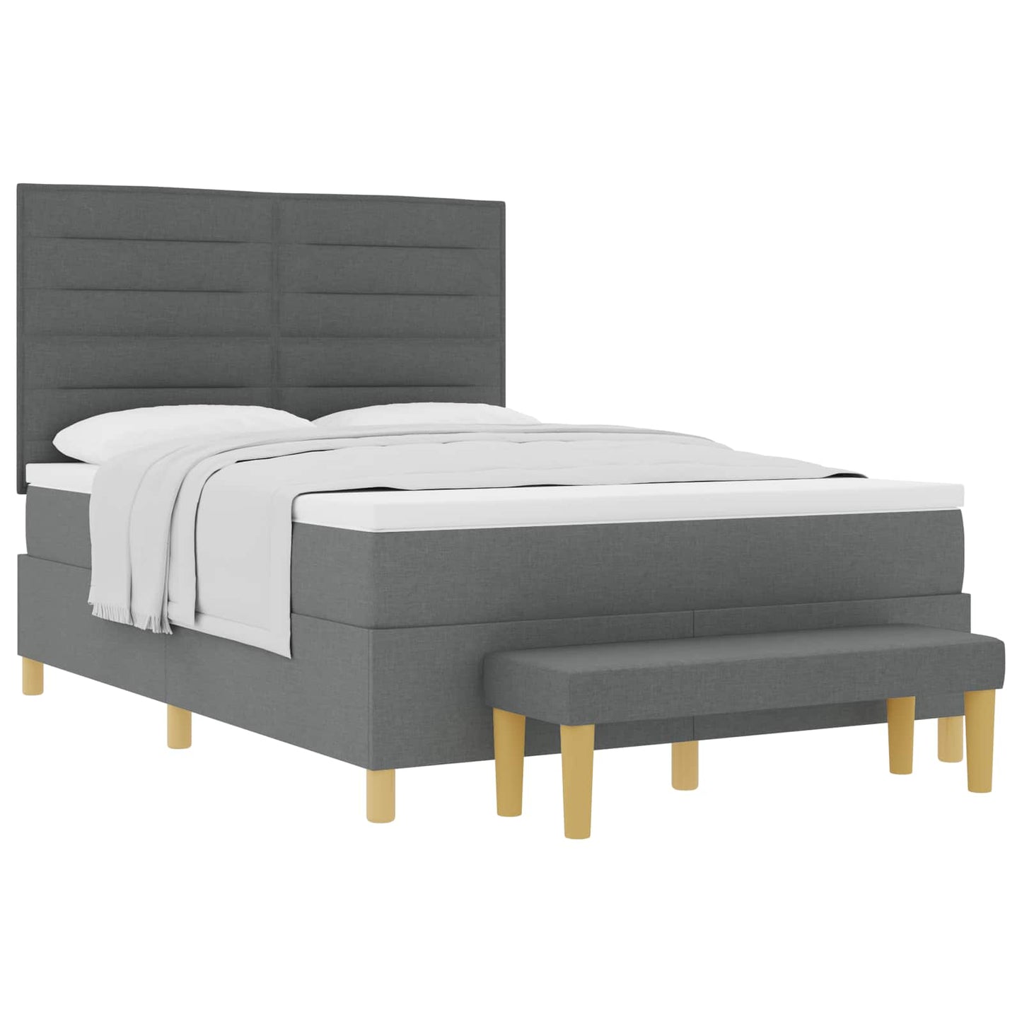 Boxspring bed met hoofdeinde Donkergrijs 190 x 140 cm Stof is nu te koop bij PeponiXL, paradijselijk wonen!