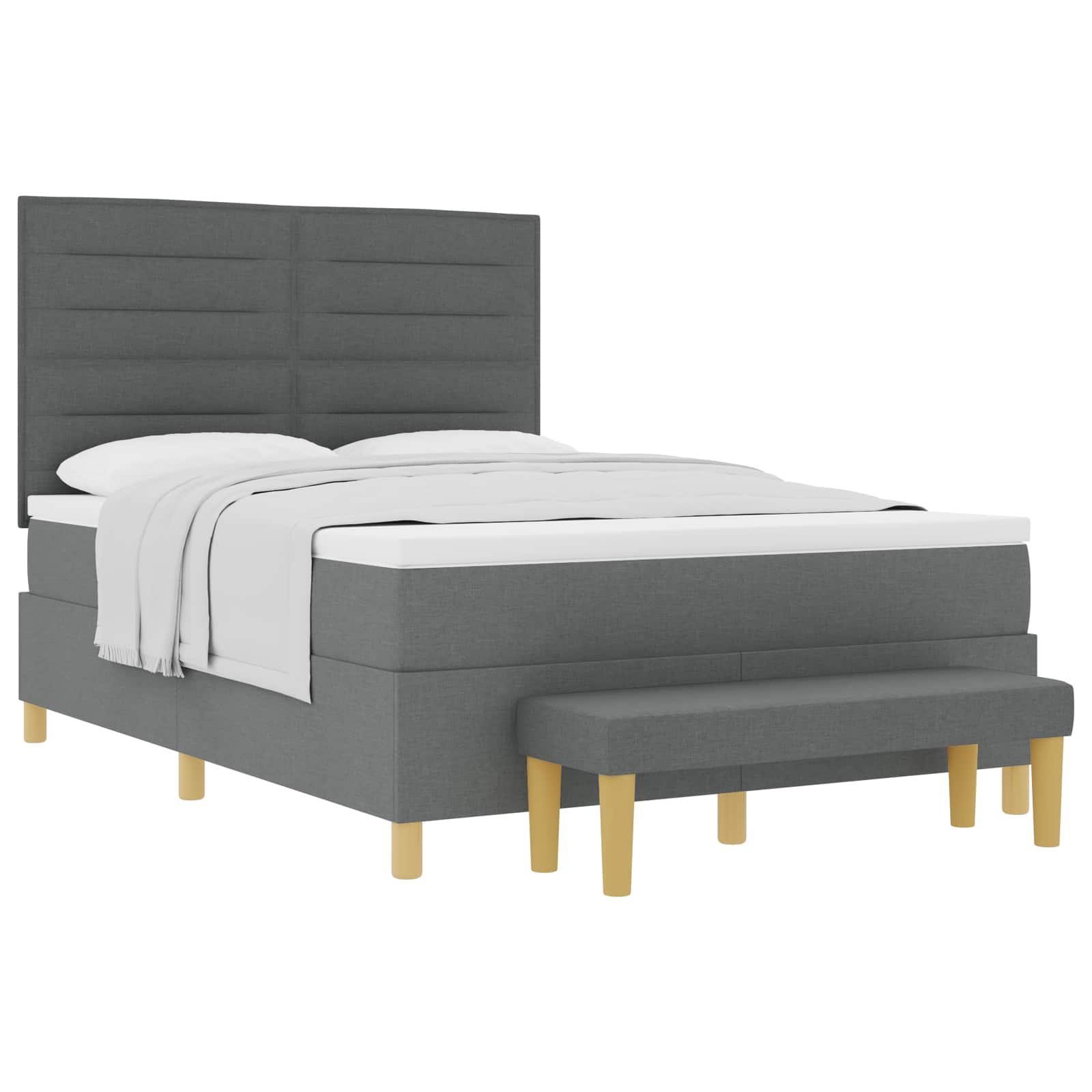 Boxspring bed met hoofdeinde Donkergrijs 190 x 140 cm Stof is nu te koop bij PeponiXL, paradijselijk wonen!