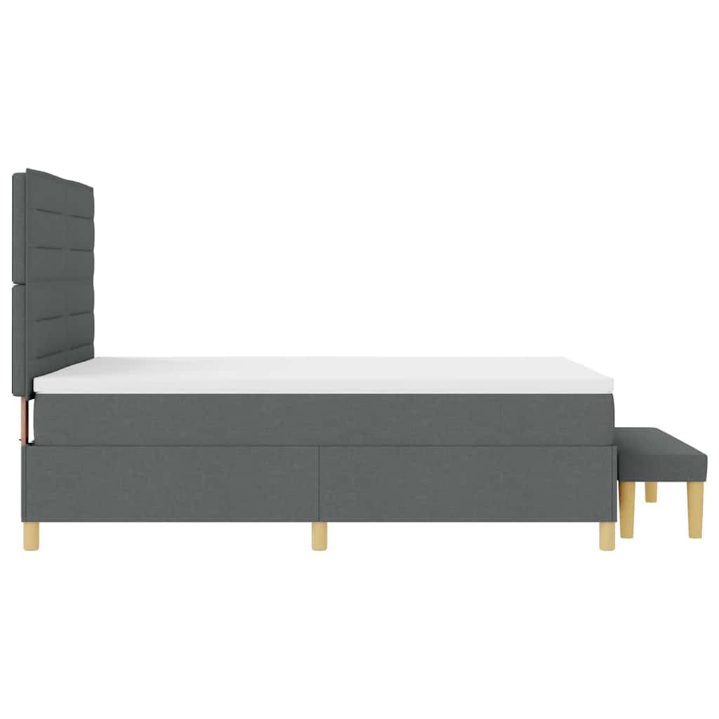 Boxspring bed met hoofdeinde Donkergrijs 190 x 140 cm Stof is nu te koop bij PeponiXL, paradijselijk wonen!