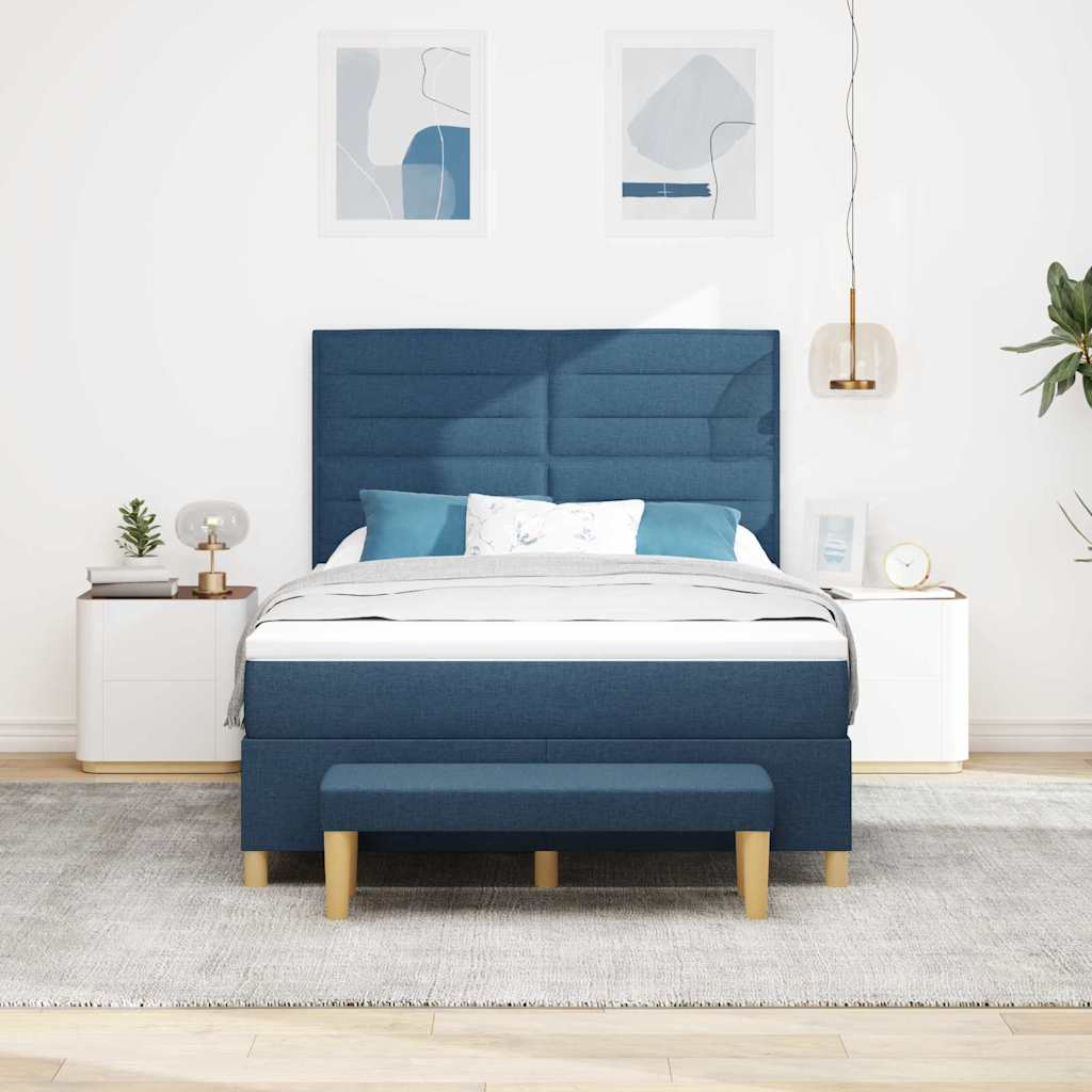 Boxspring bed met hoofdeinde Blauw 190 x 140 cm Stof is nu te koop bij PeponiXL, paradijselijk wonen!