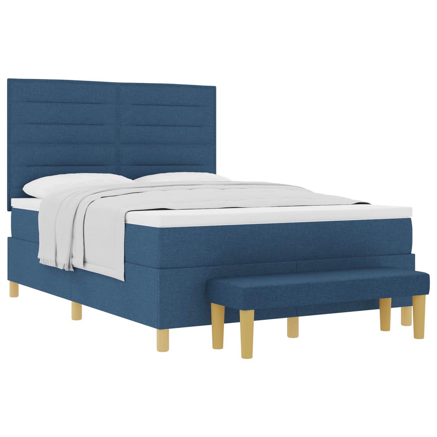 Boxspring bed met hoofdeinde Blauw 190 x 140 cm Stof is nu te koop bij PeponiXL, paradijselijk wonen!