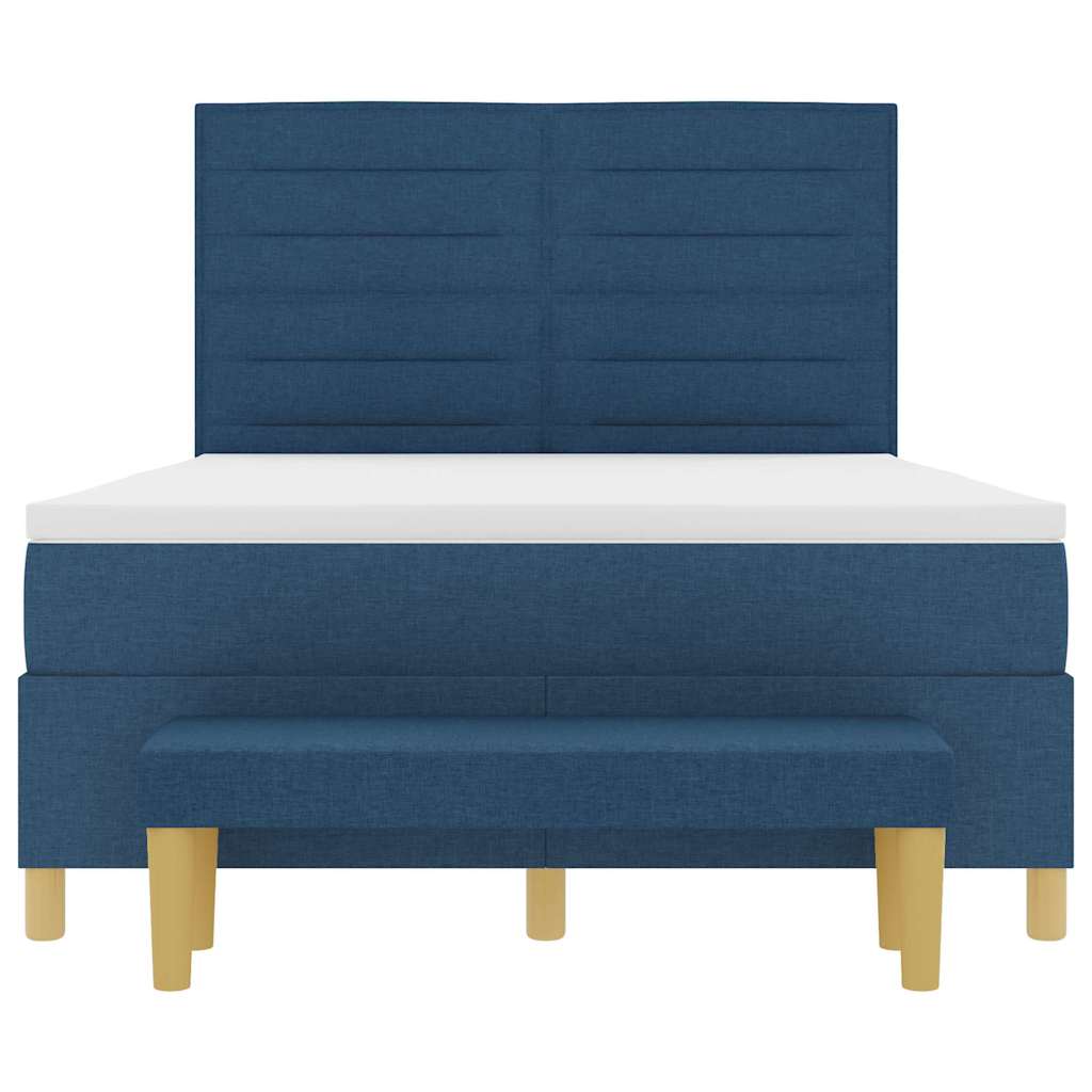 Boxspring bed met hoofdeinde Blauw 190 x 140 cm Stof is nu te koop bij PeponiXL, paradijselijk wonen!