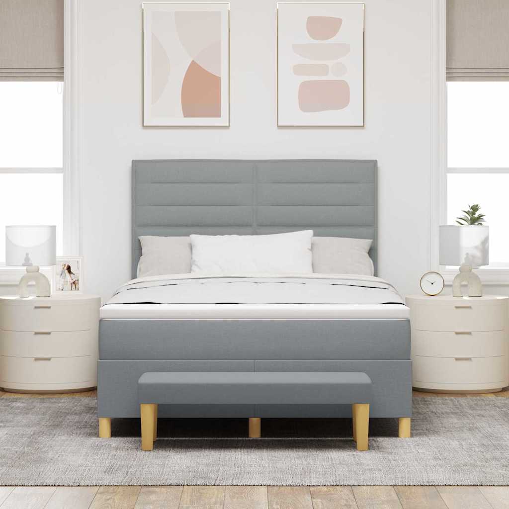 Boxspring bed met kussen Lichtgrijs 200 x 140 cm Stof is nu te koop bij PeponiXL, paradijselijk wonen!