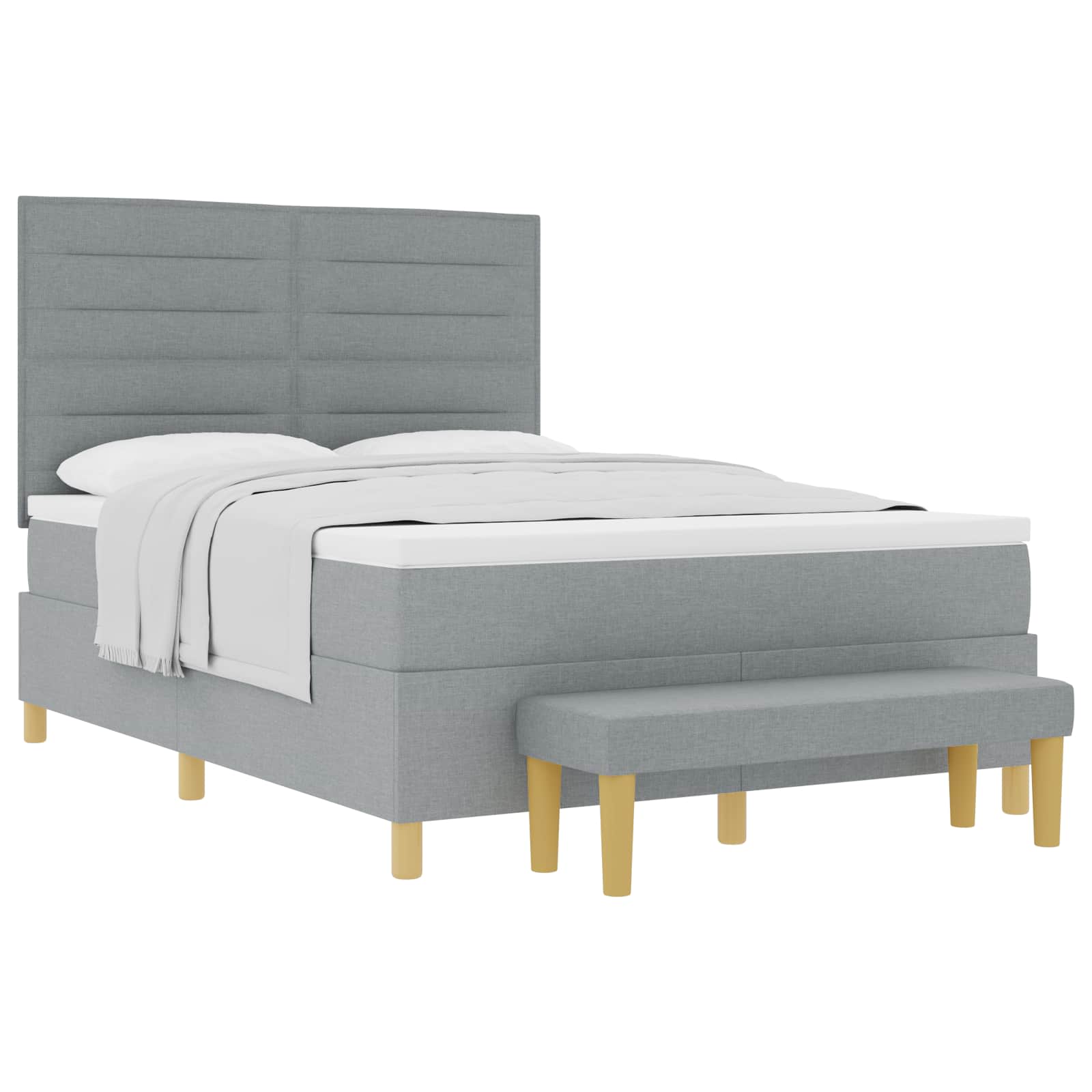Boxspring bed met kussen Lichtgrijs 200 x 140 cm Stof is nu te koop bij PeponiXL, paradijselijk wonen!
