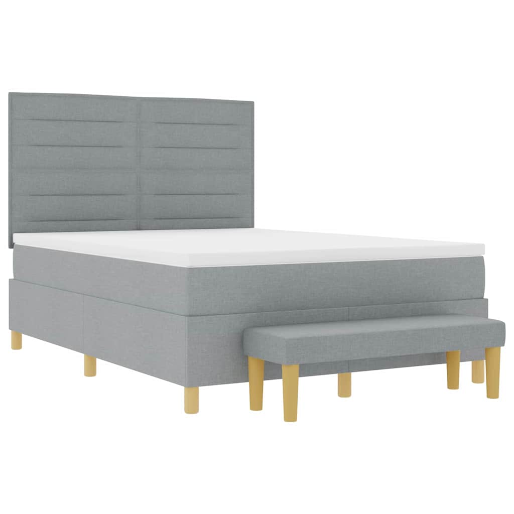 Boxspring bed met kussen Lichtgrijs 200 x 140 cm Stof is nu te koop bij PeponiXL, paradijselijk wonen!