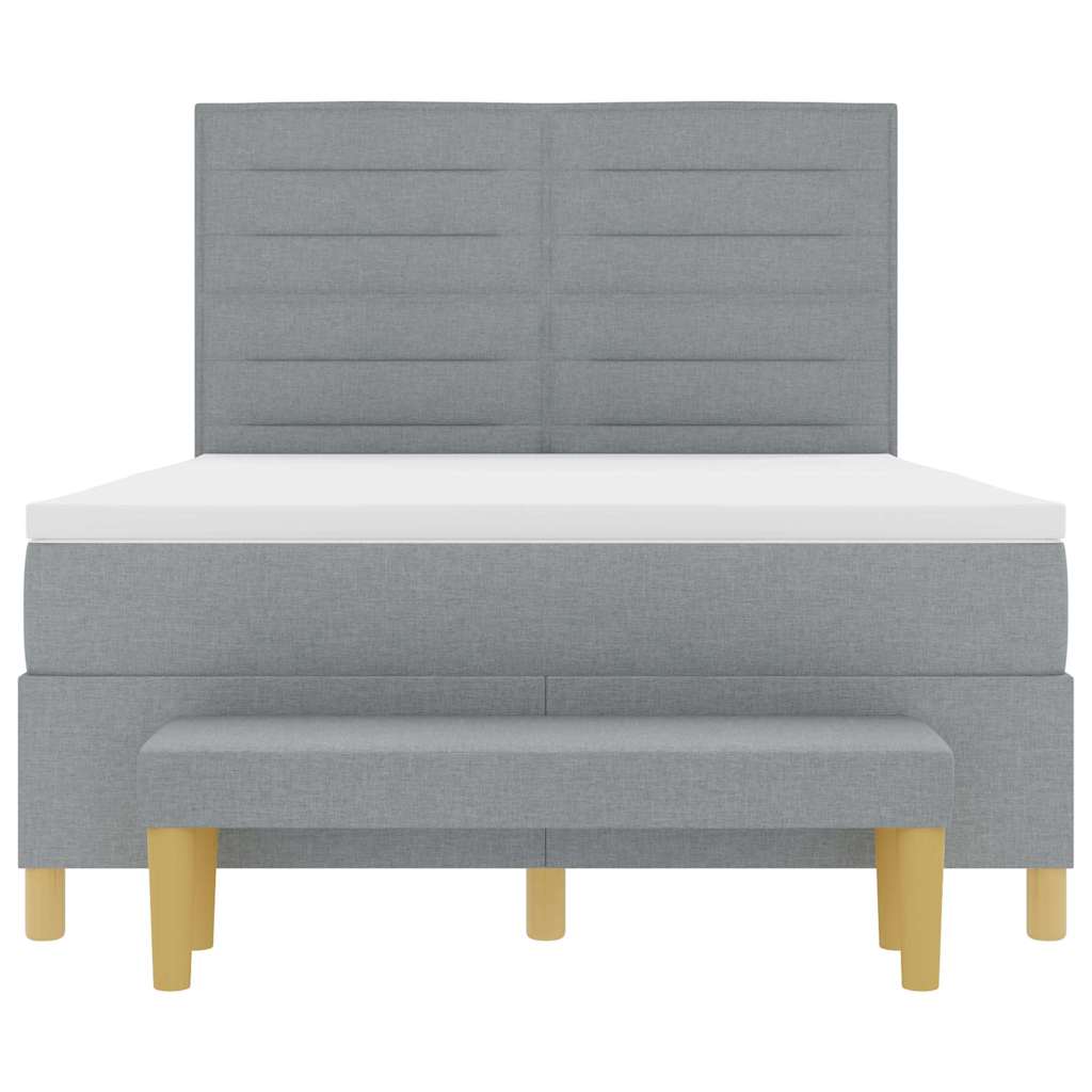 Boxspring bed met kussen Lichtgrijs 200 x 140 cm Stof is nu te koop bij PeponiXL, paradijselijk wonen!
