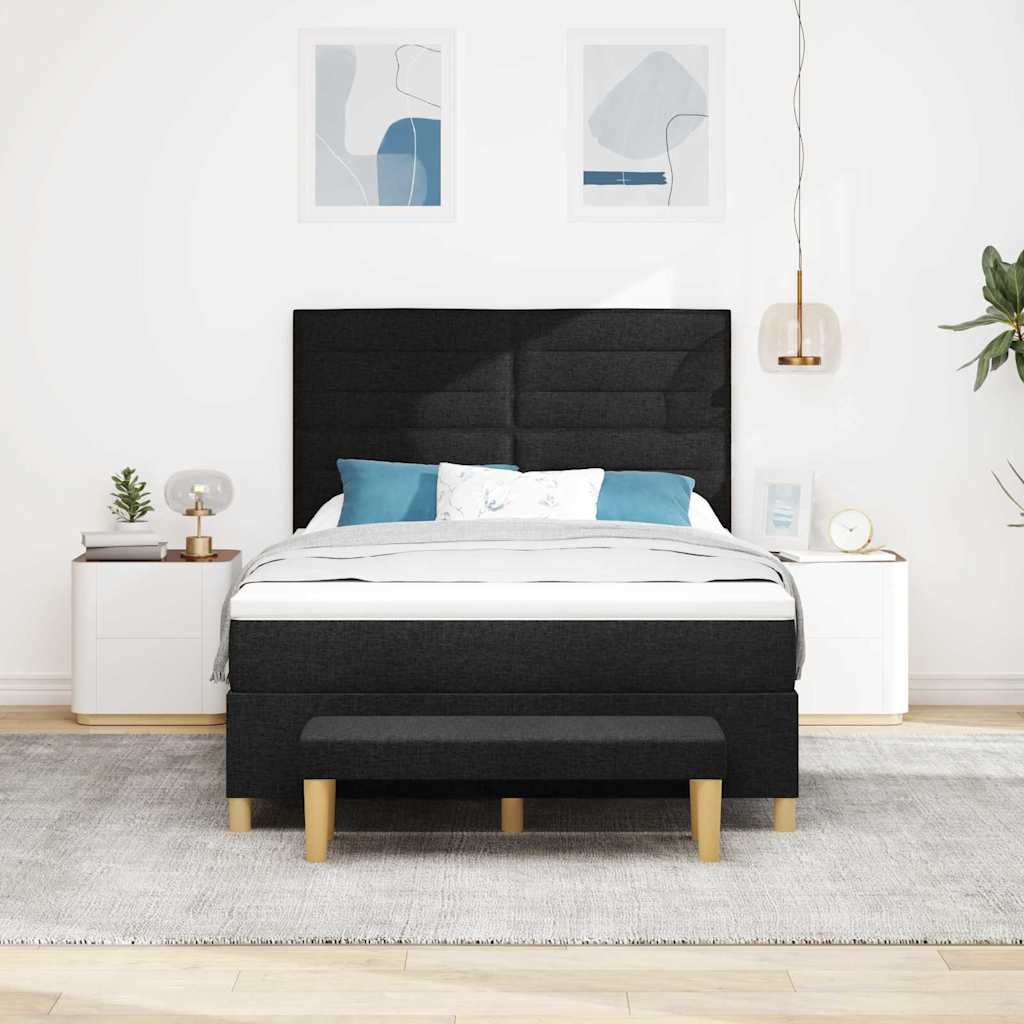 Boxspring bed met hoofdeinde Zwart 200 x 140 cm Stof is nu te koop bij PeponiXL, paradijselijk wonen!