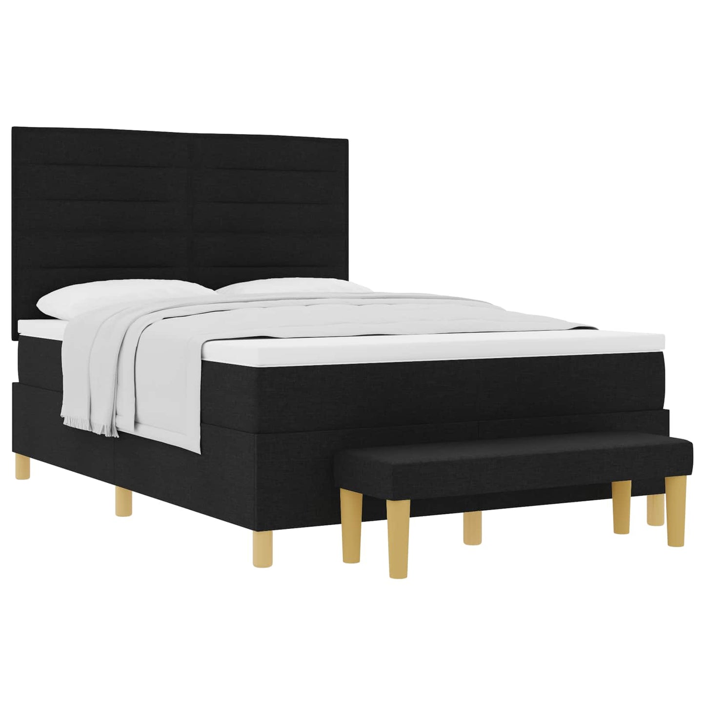 Boxspring bed met hoofdeinde Zwart 200 x 140 cm Stof is nu te koop bij PeponiXL, paradijselijk wonen!