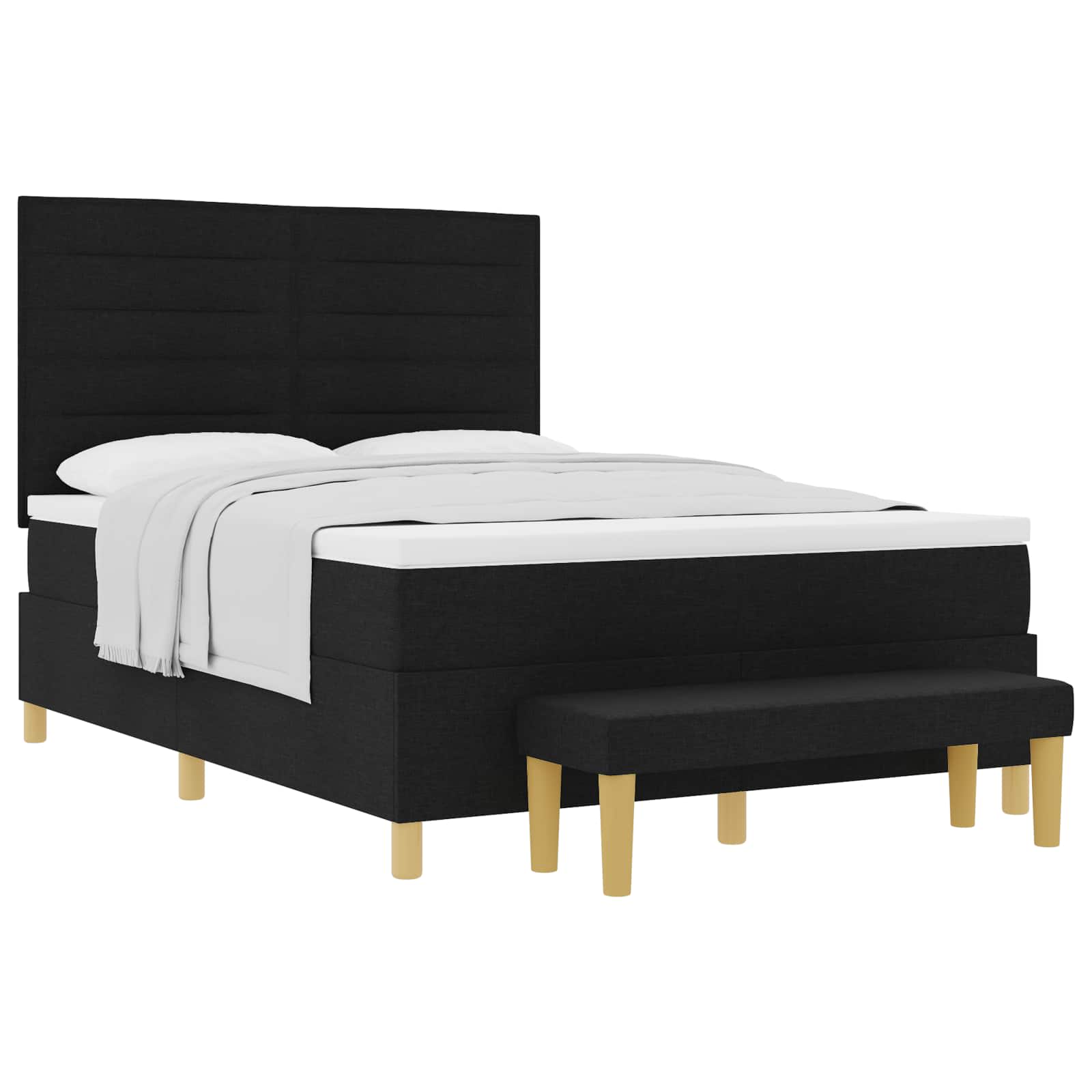Boxspring bed met hoofdeinde Zwart 200 x 140 cm Stof is nu te koop bij PeponiXL, paradijselijk wonen!