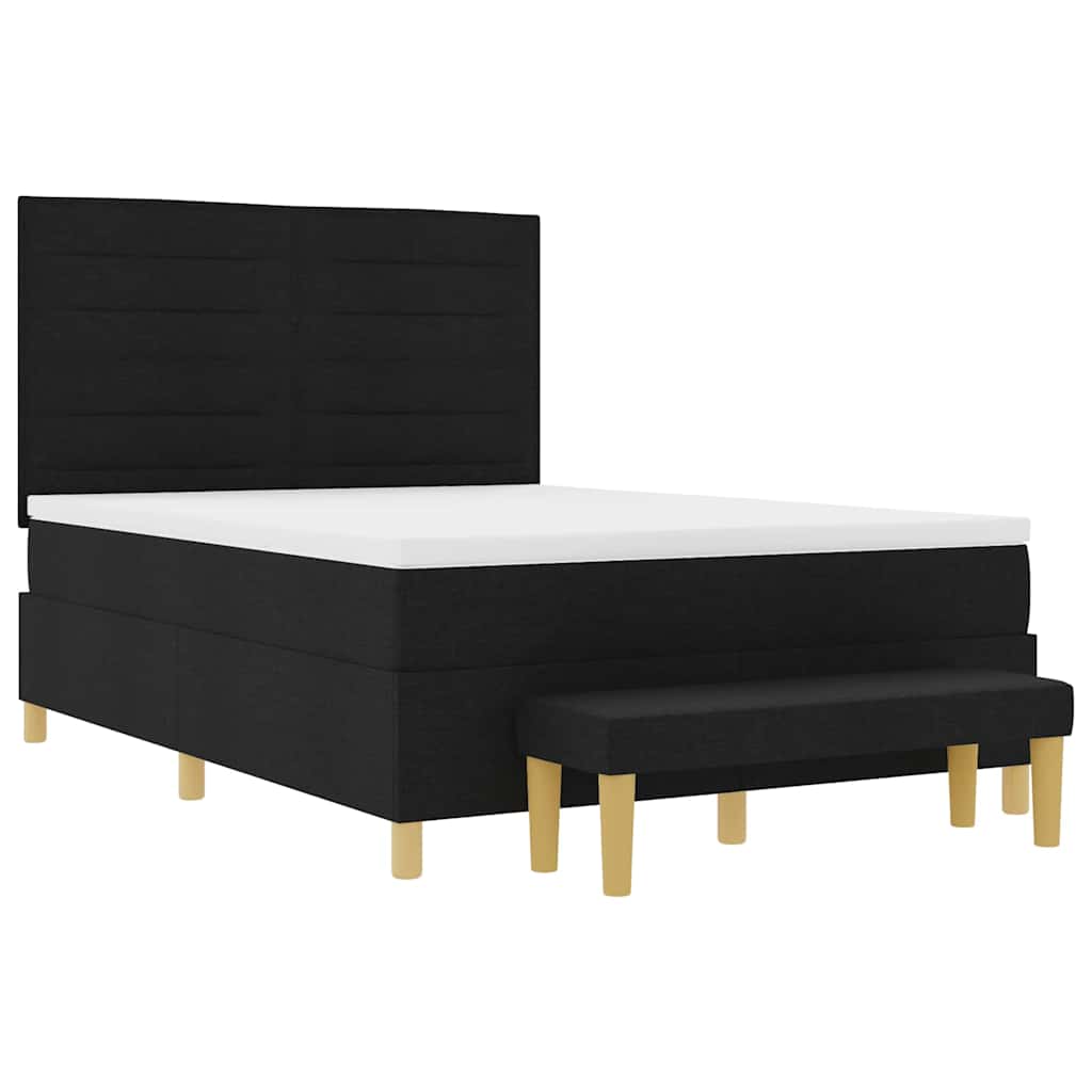 Boxspring bed met hoofdeinde Zwart 200 x 140 cm Stof is nu te koop bij PeponiXL, paradijselijk wonen!