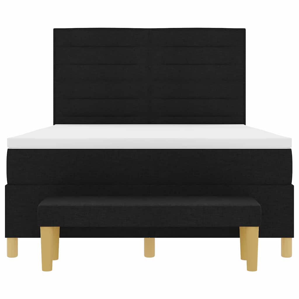 Boxspring bed met hoofdeinde Zwart 200 x 140 cm Stof is nu te koop bij PeponiXL, paradijselijk wonen!