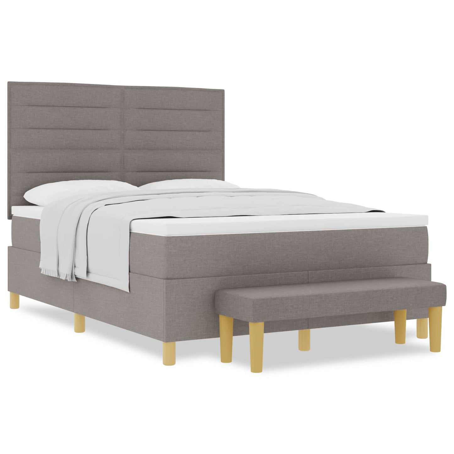 Boxspring bed met hoofdeinde Taupe 200 x 140 cm Stof is nu te koop bij PeponiXL, paradijselijk wonen!