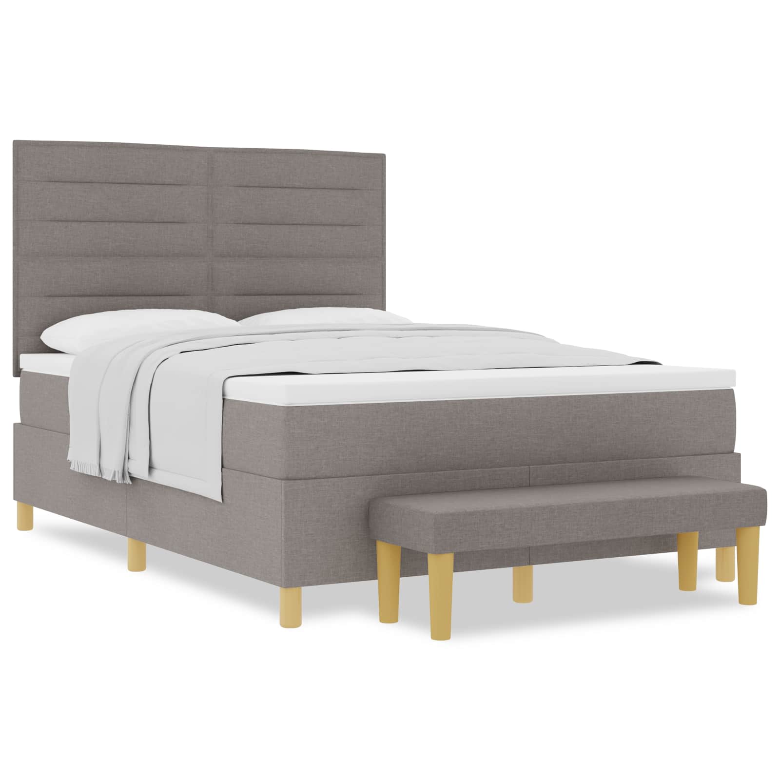 Boxspring bed met hoofdeinde Taupe 200 x 140 cm Stof is nu te koop bij PeponiXL, paradijselijk wonen!