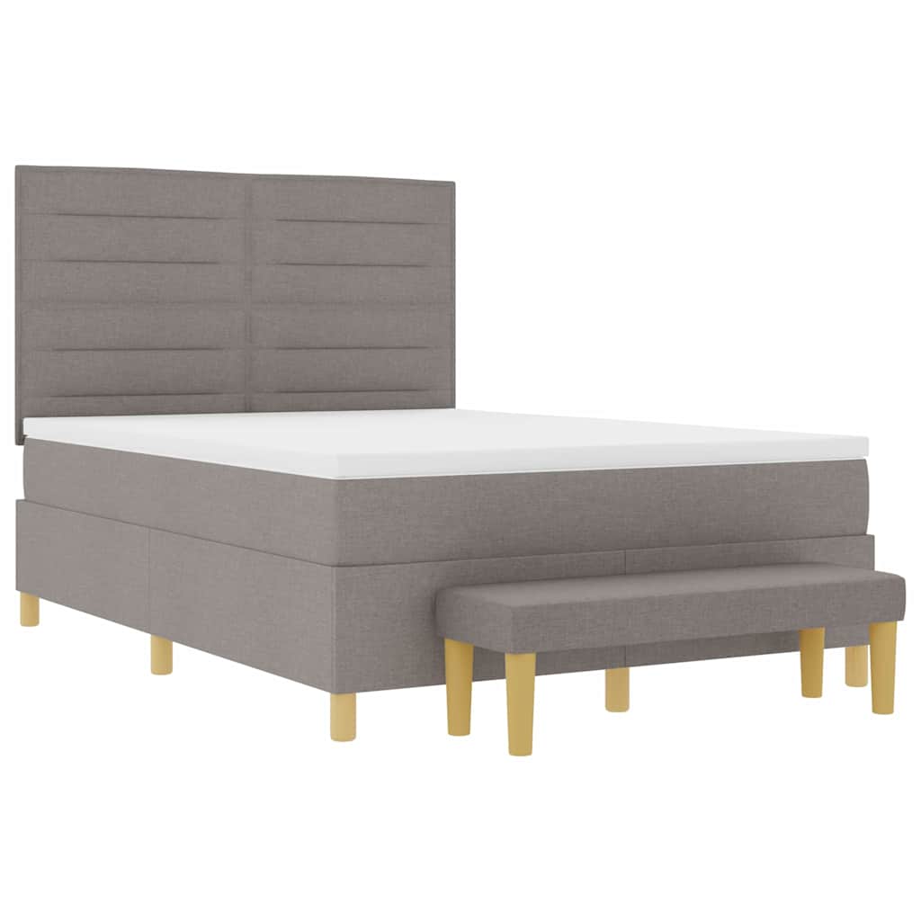 Boxspring bed met hoofdeinde Taupe 200 x 140 cm Stof is nu te koop bij PeponiXL, paradijselijk wonen!