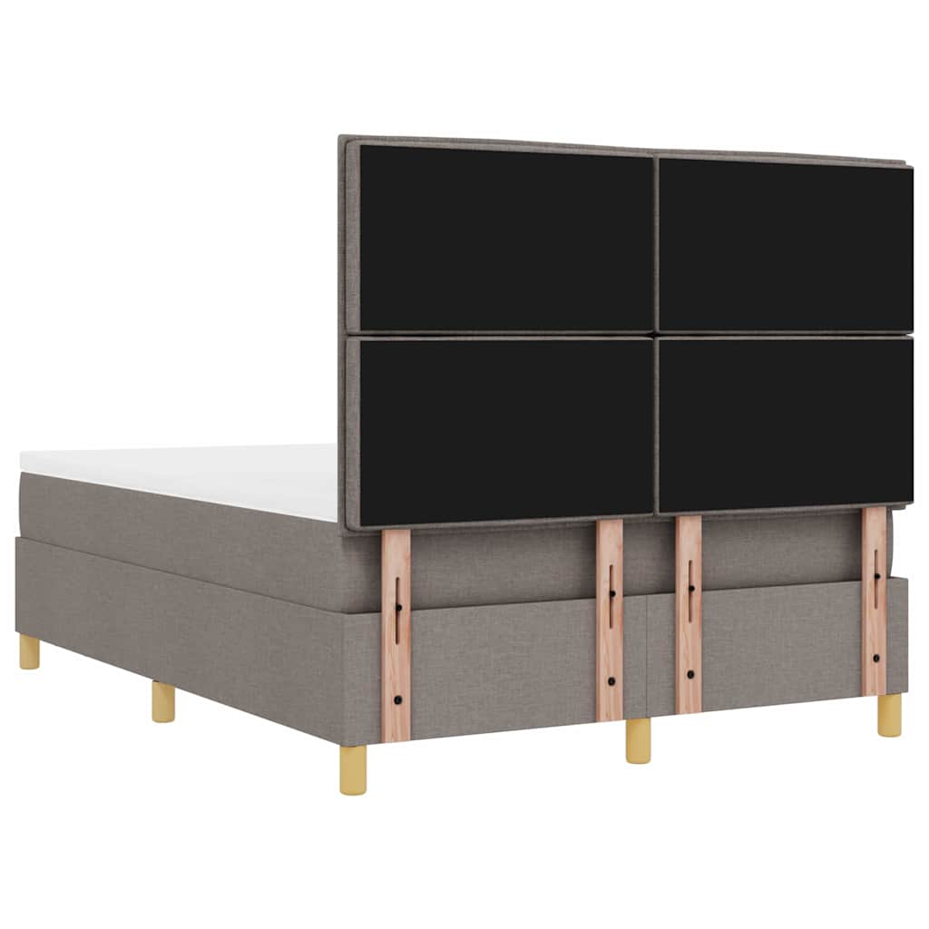 Boxspring bed met hoofdeinde Taupe 200 x 140 cm Stof is nu te koop bij PeponiXL, paradijselijk wonen!