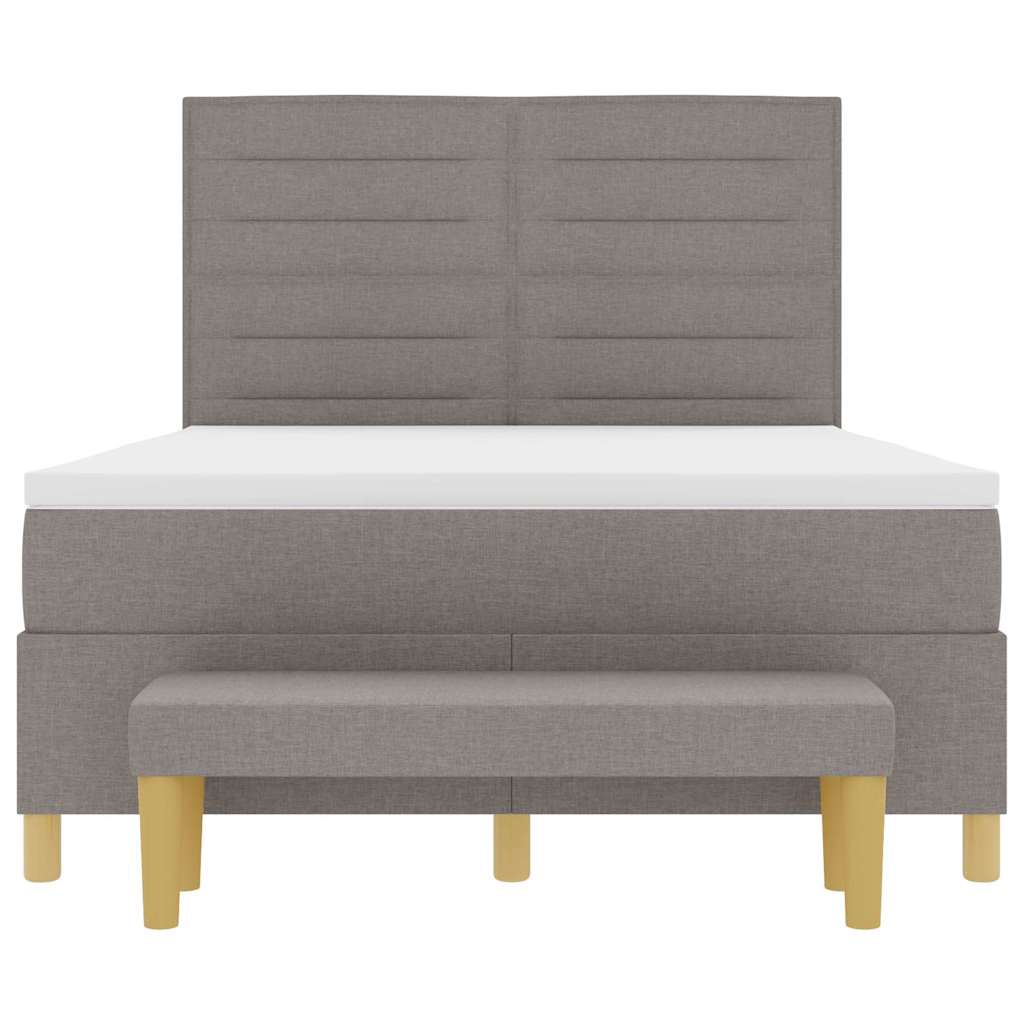 Boxspring bed met hoofdeinde Taupe 200 x 140 cm Stof is nu te koop bij PeponiXL, paradijselijk wonen!