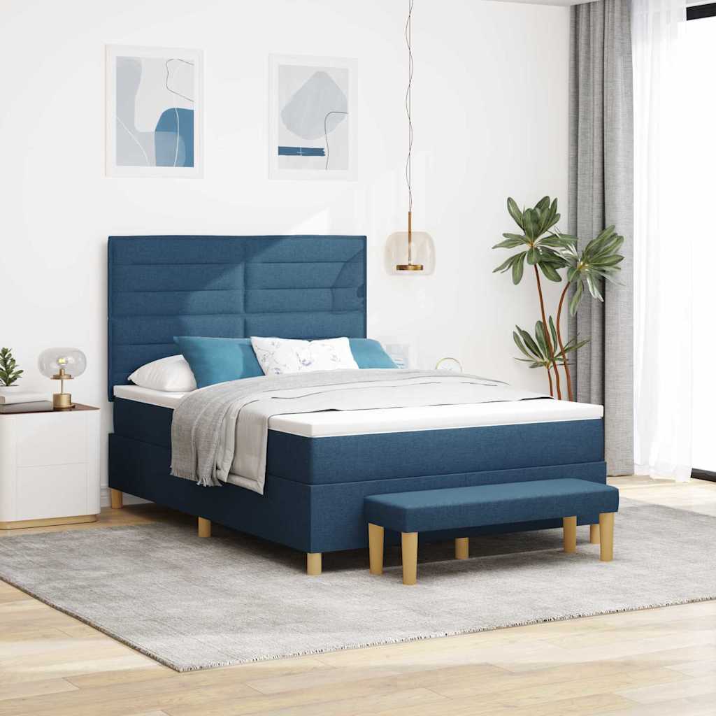 Boxspring bed met hoofdeinde Blauw 200 x 140 cm Stof is nu te koop bij PeponiXL, paradijselijk wonen!