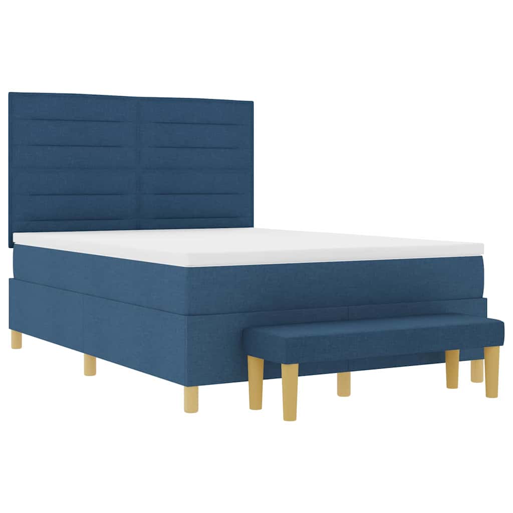 Boxspring bed met hoofdeinde Blauw 200 x 140 cm Stof is nu te koop bij PeponiXL, paradijselijk wonen!