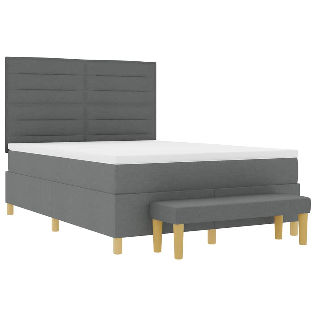 Boxspring bed met kussen Donkergrijs 200 x 160 cm Stof is nu te koop bij PeponiXL, paradijselijk wonen!