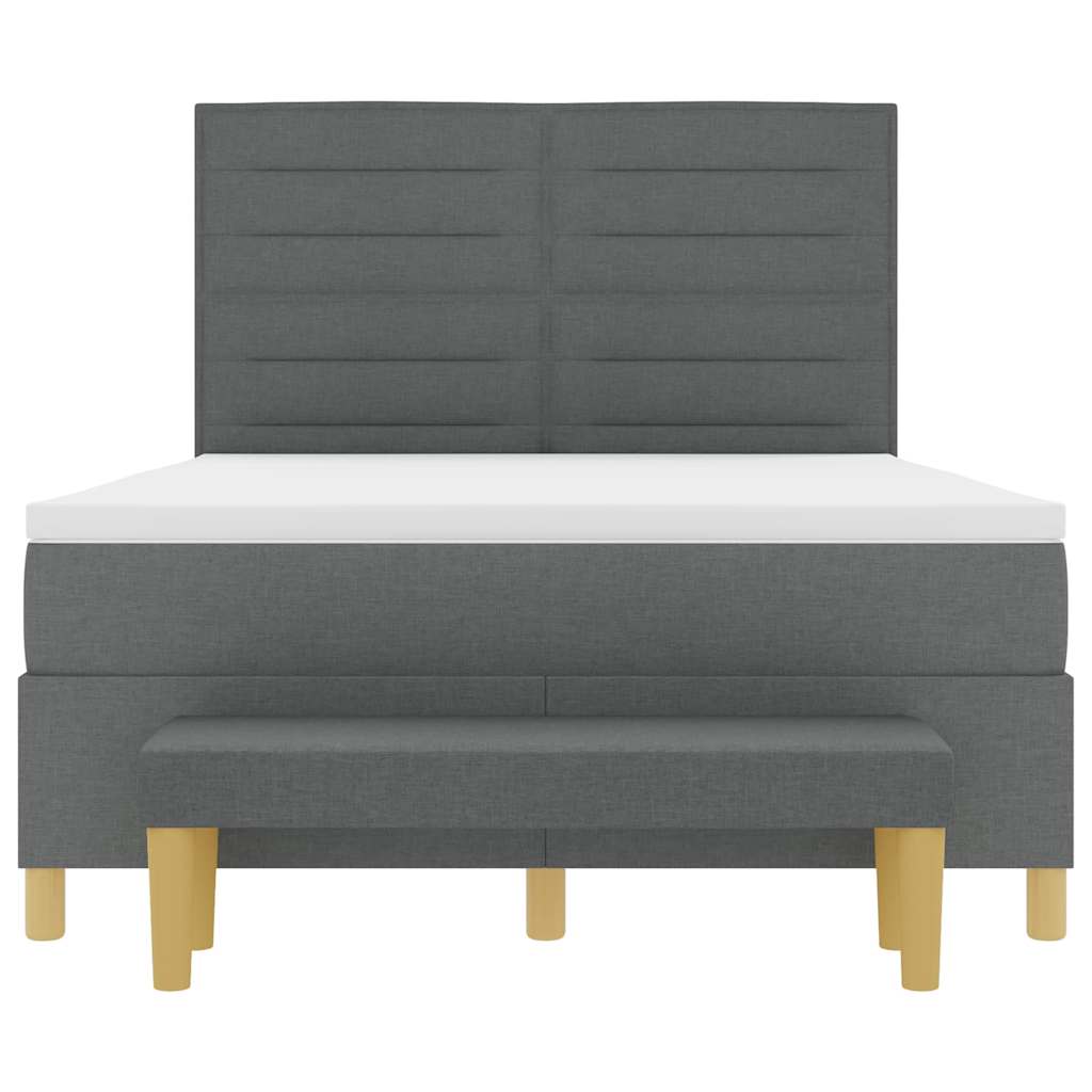 Boxspring bed met kussen Donkergrijs 200 x 160 cm Stof is nu te koop bij PeponiXL, paradijselijk wonen!