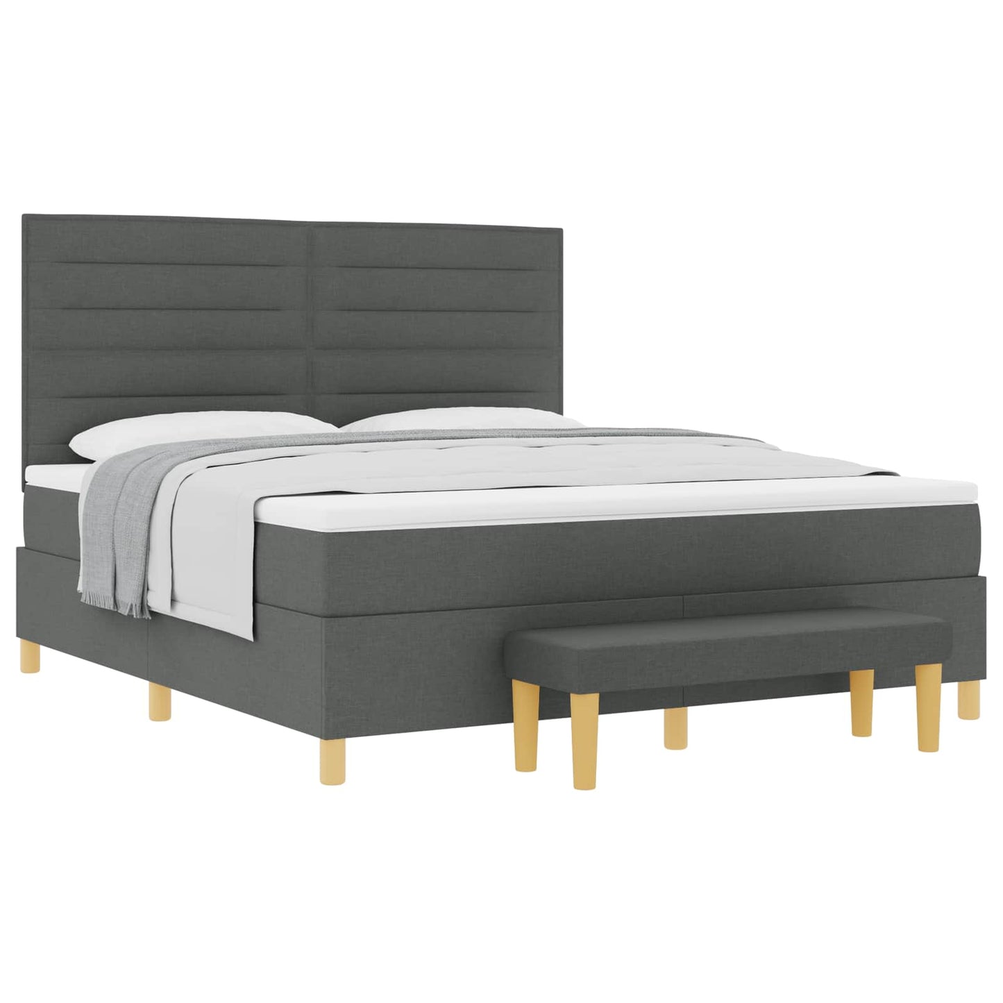Boxspring bed met hoofdeinde Donkergrijs 200 x 180 cm Stof is nu te koop bij PeponiXL, paradijselijk wonen!