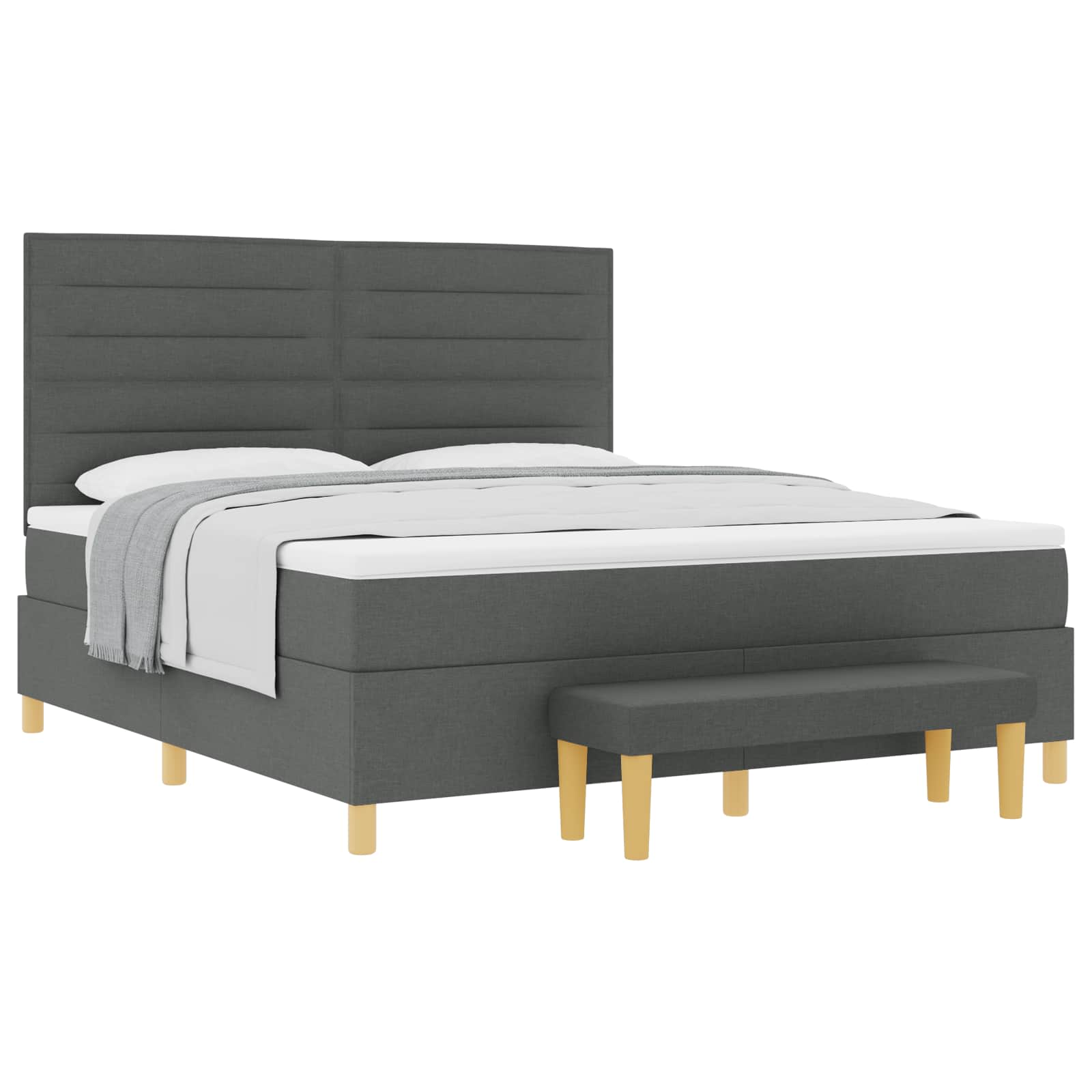 Boxspring bed met hoofdeinde Donkergrijs 200 x 180 cm Stof is nu te koop bij PeponiXL, paradijselijk wonen!