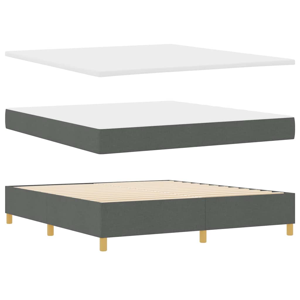 Boxspring bed met hoofdeinde Donkergrijs 200 x 180 cm Stof is nu te koop bij PeponiXL, paradijselijk wonen!