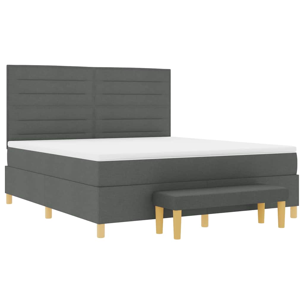 Boxspring bed met hoofdeinde Donkergrijs 200 x 180 cm Stof is nu te koop bij PeponiXL, paradijselijk wonen!